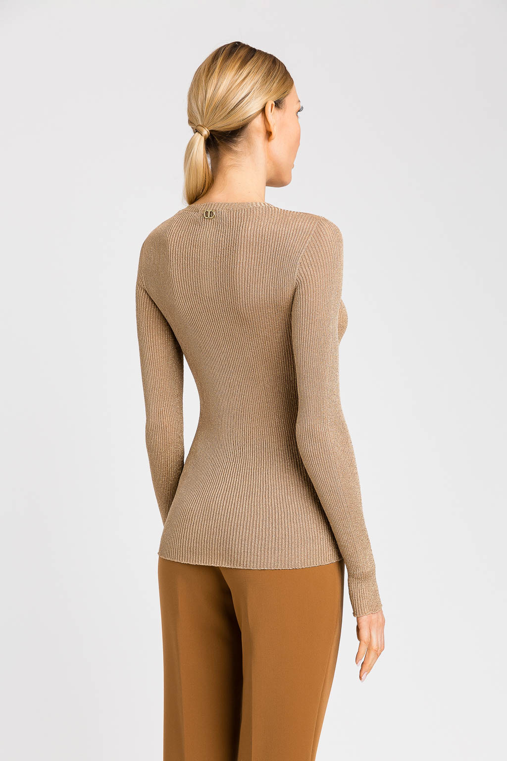 Twinset Barchetta-Pullover aus Beige Lurex