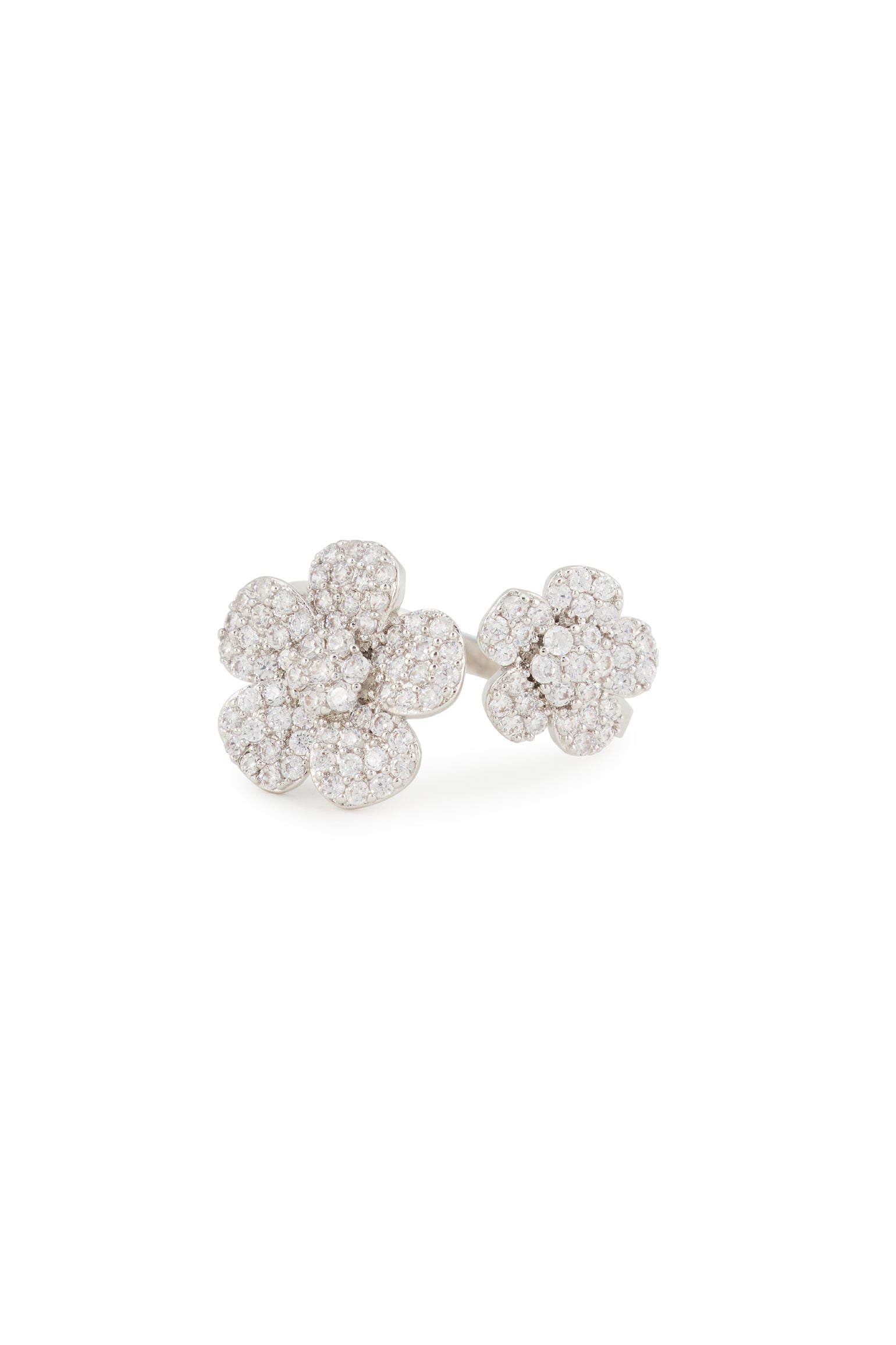 MELUSINA BIJOUX Doppelter Blumenring Rhodium