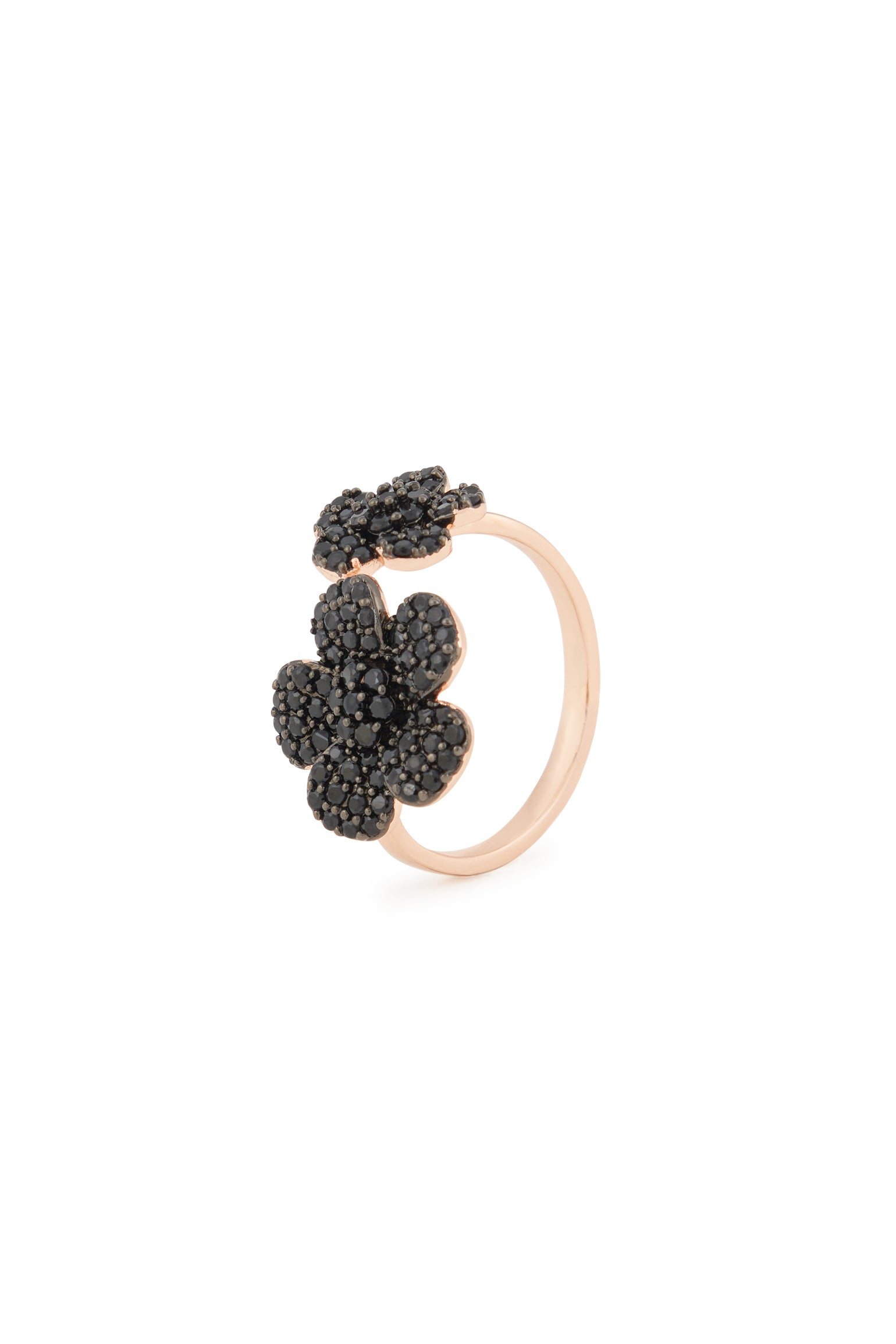 MELUSINA BIJOUX Doppelter Schwarz Blumenring