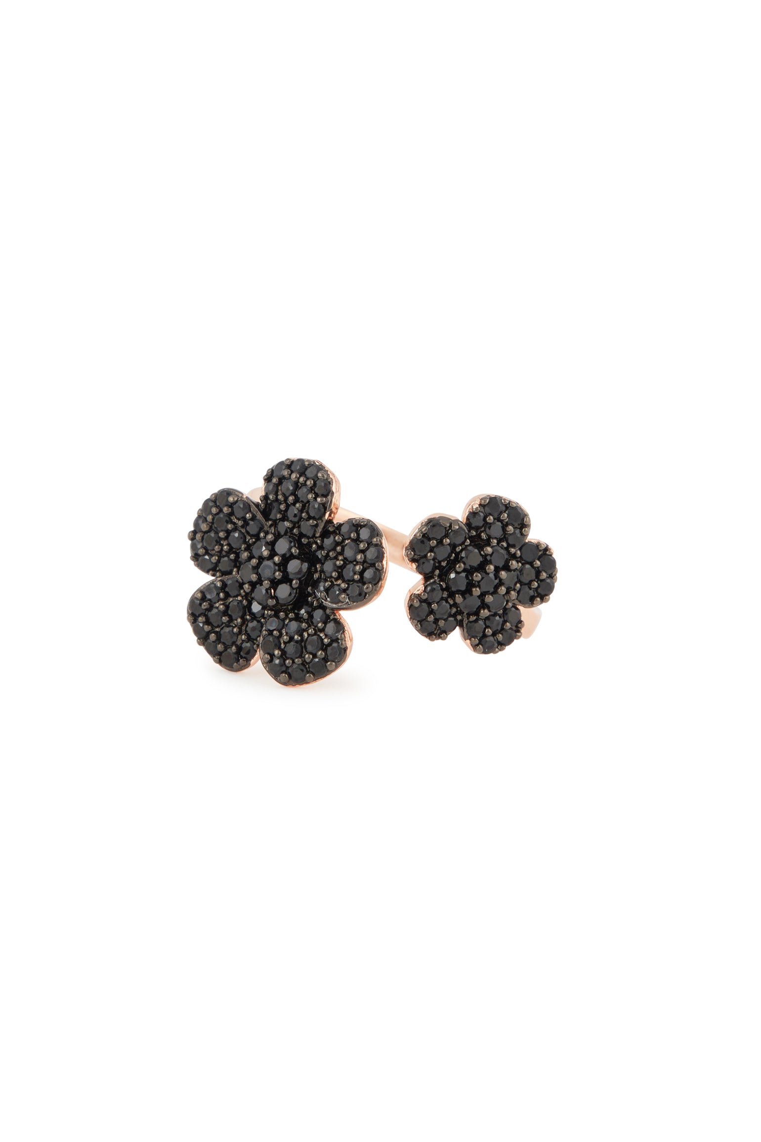 MELUSINA BIJOUX Doppelter Schwarz Blumenring