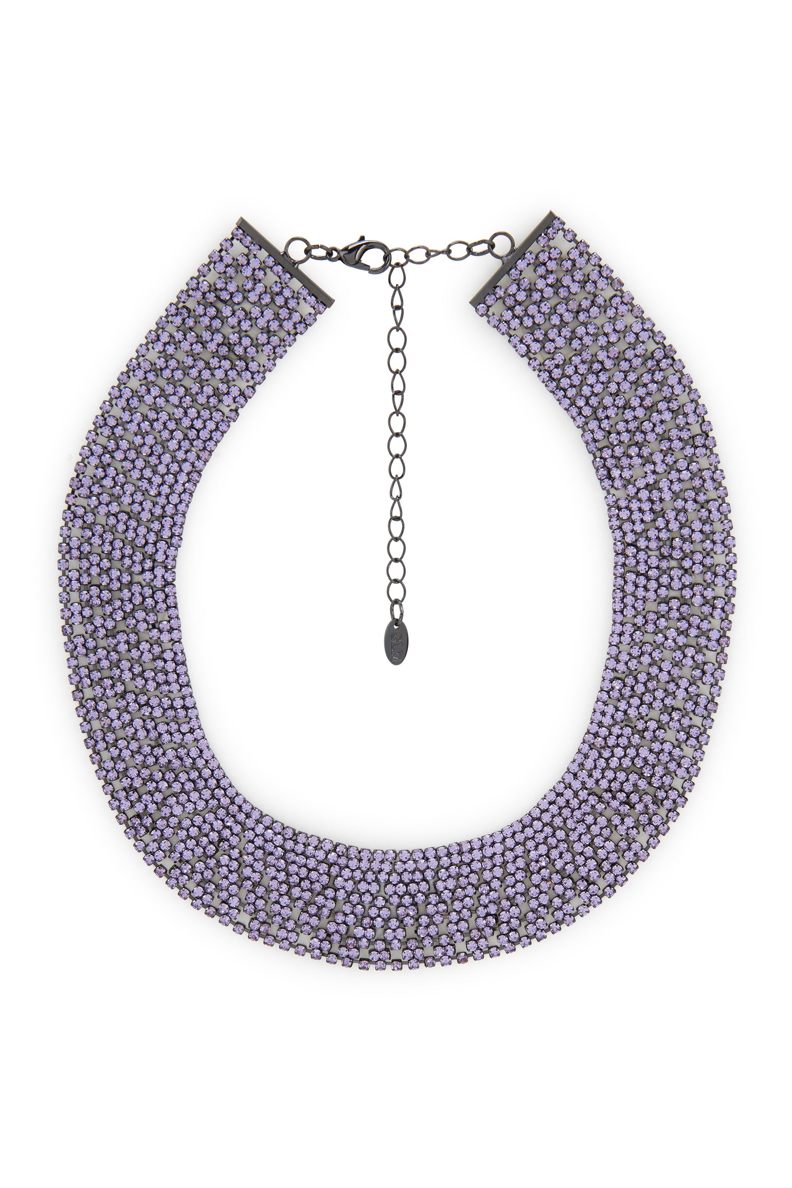 MELUSINA BIJOUX Choker-Halskette mit fliederfarbenen Strasssteinen