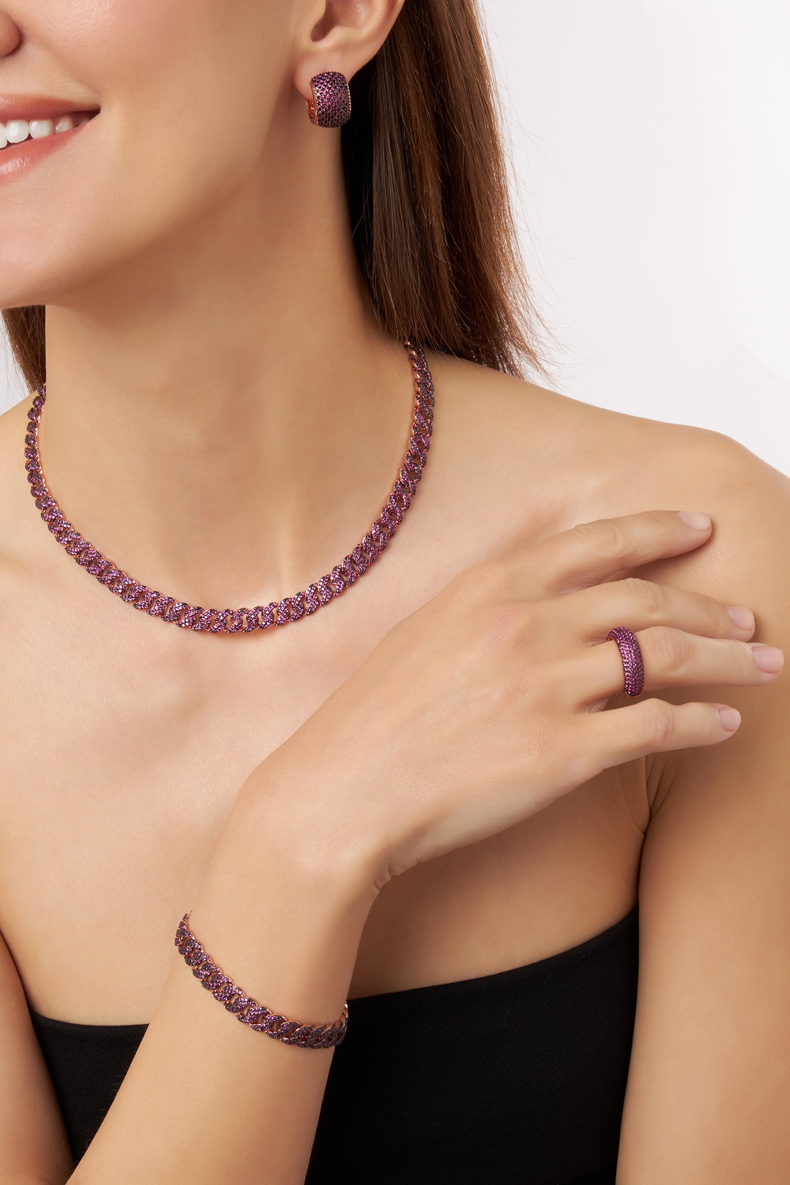 MELUSINA BIJOUX Goldring mit Bordeaux Zirkonen