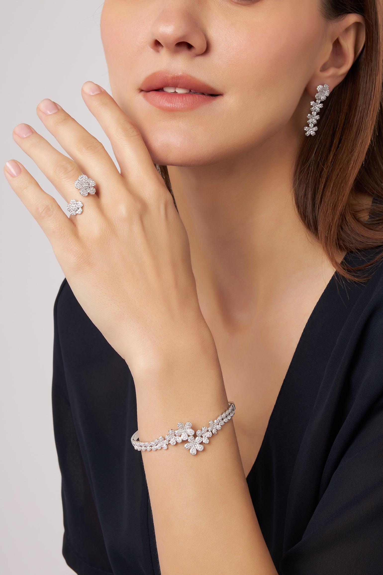 MELUSINA BIJOUX Armband Fiori Rodio