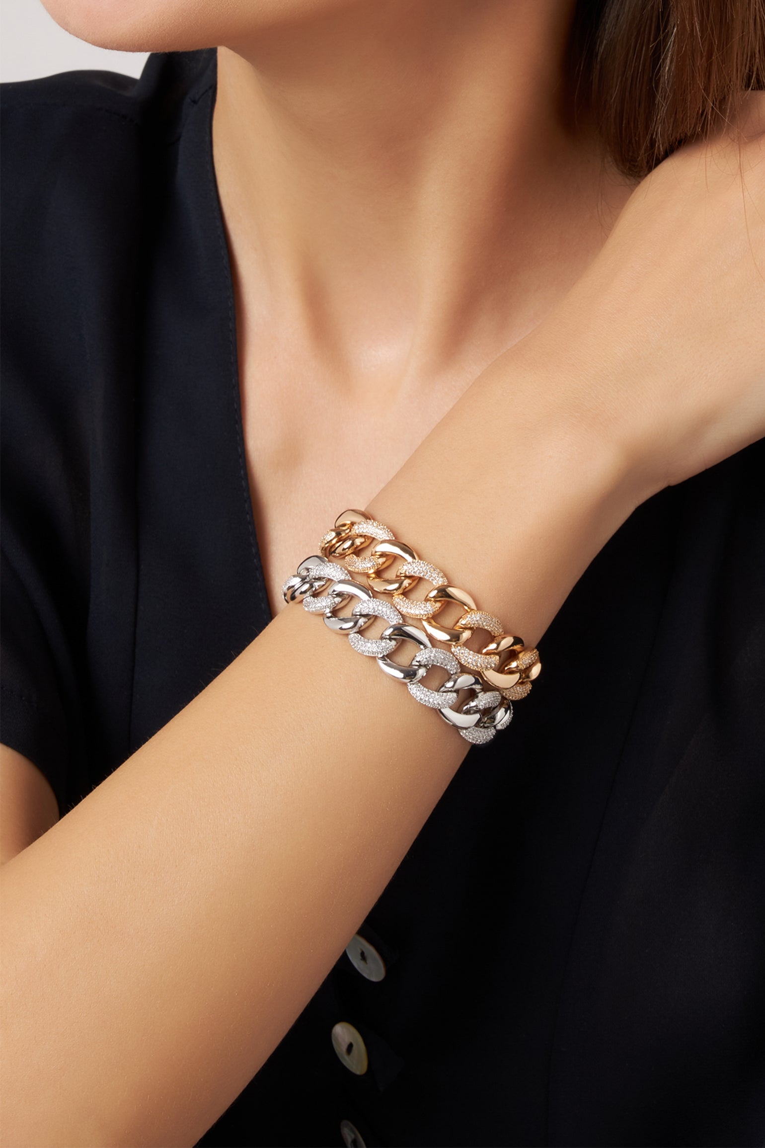 MELUSINA BIJOUX Armband a Catena con Zirconi Rodio