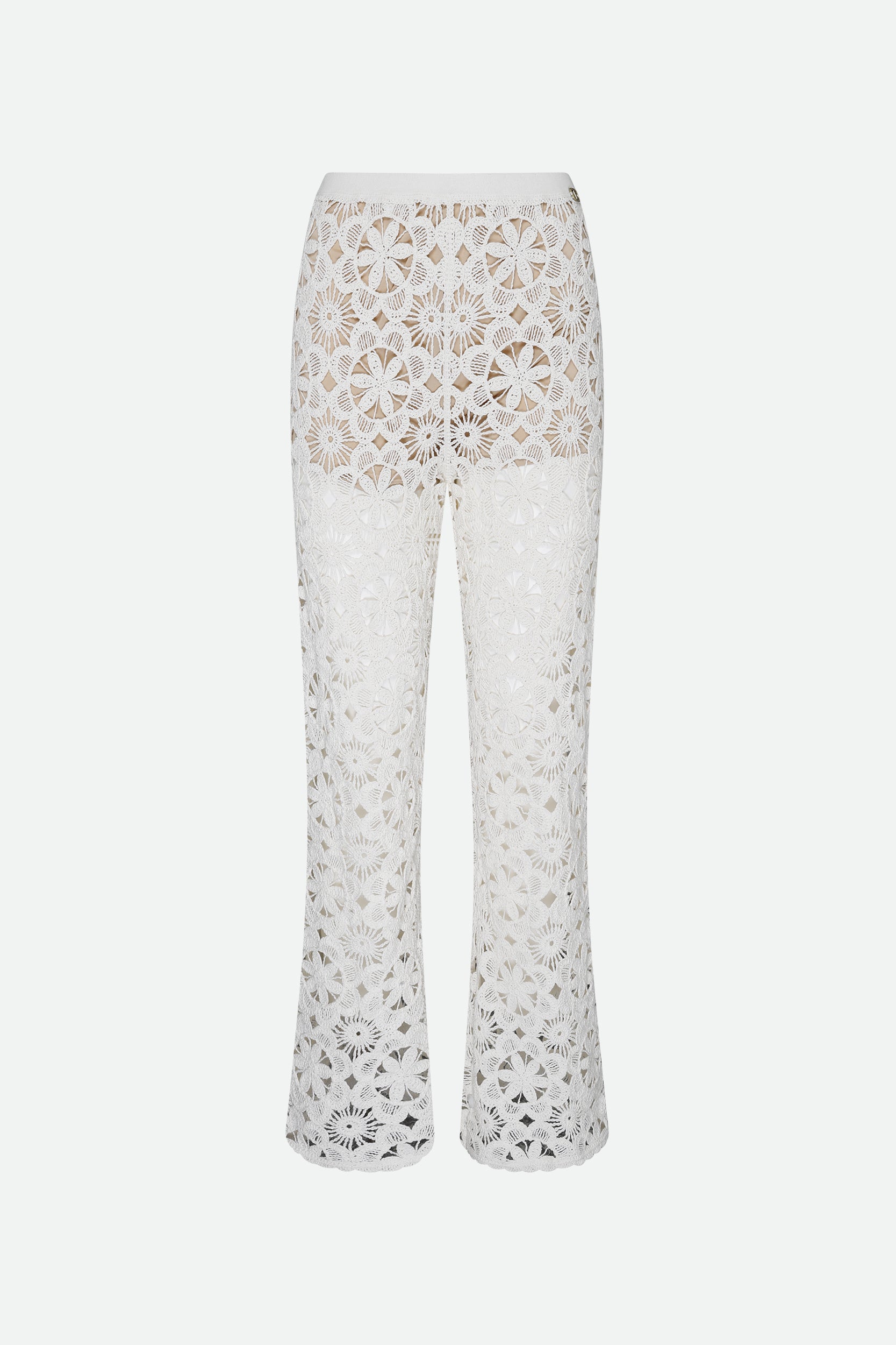 Twinset Pantalone Crochet Bianco