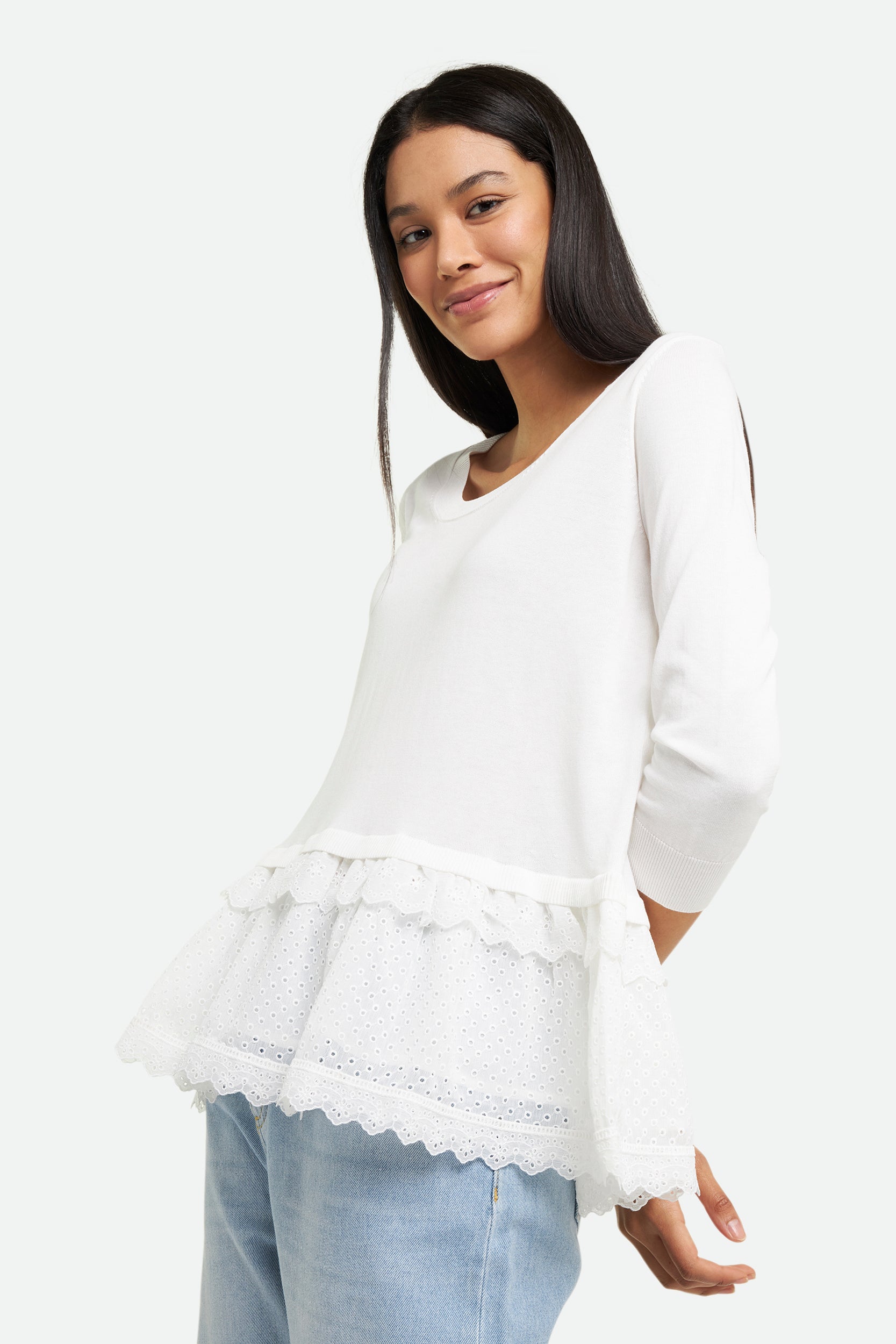 Weiße Sangallo-Trikot von Twinset