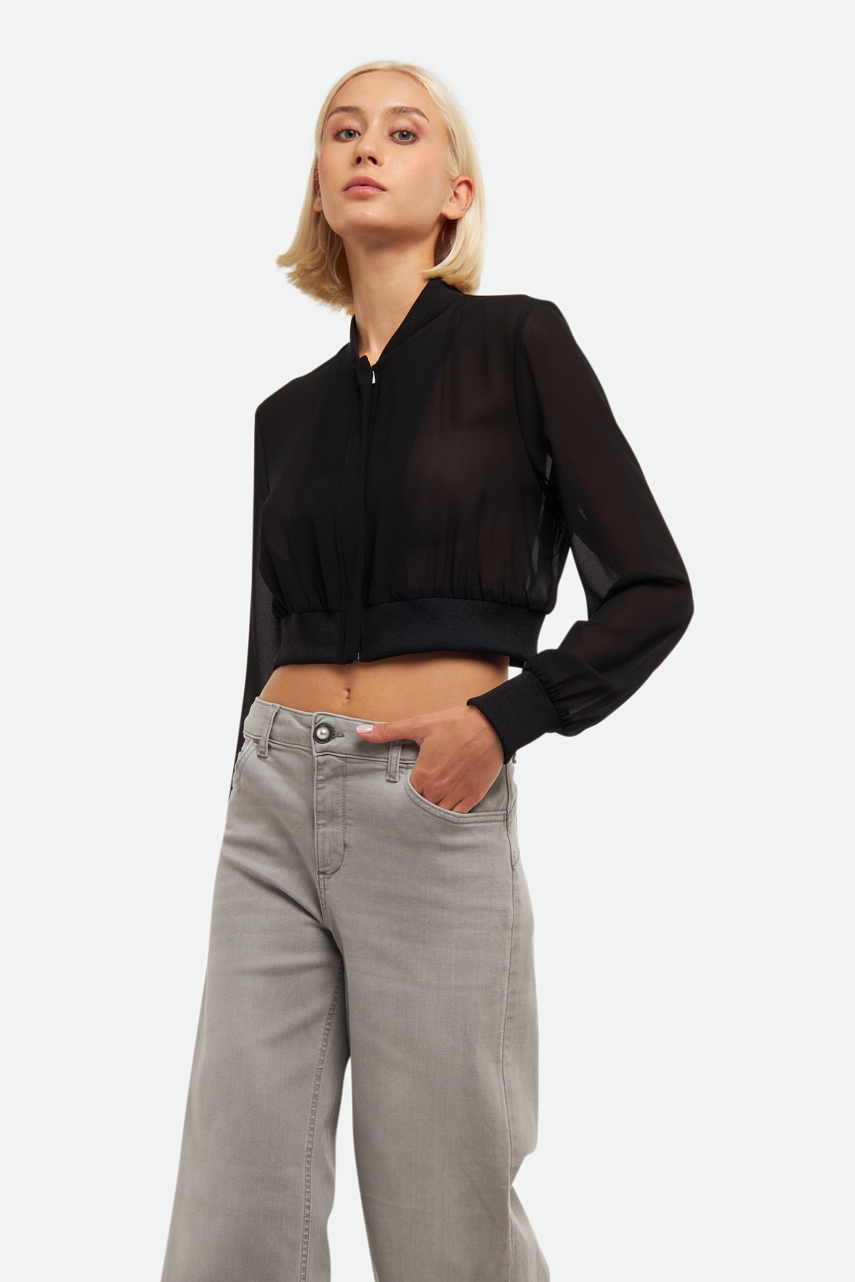 Liu Jo Schwarz transparentes Sweatshirt