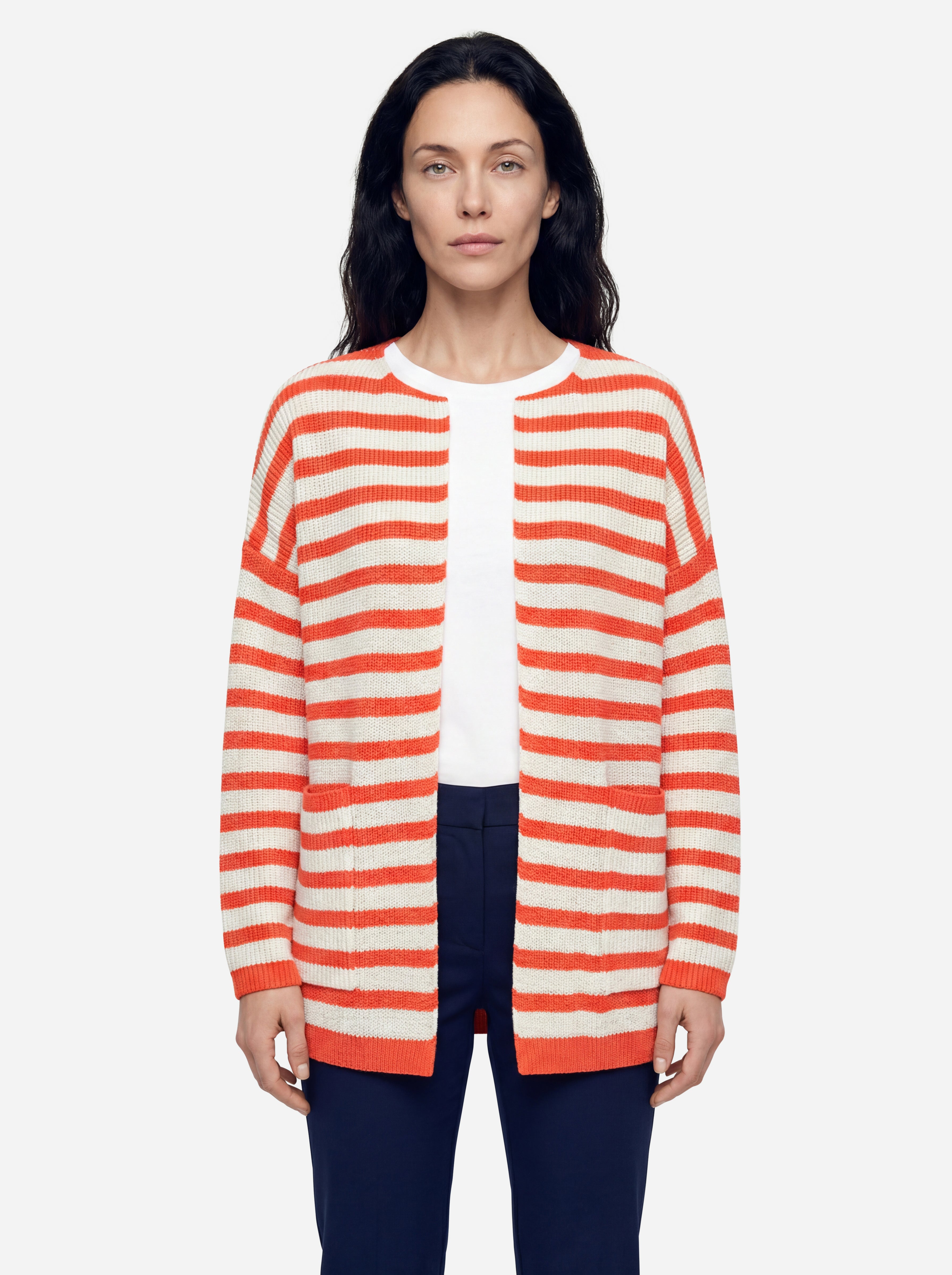 Mehrfarbig gestreifte Strickjacke von Alysi