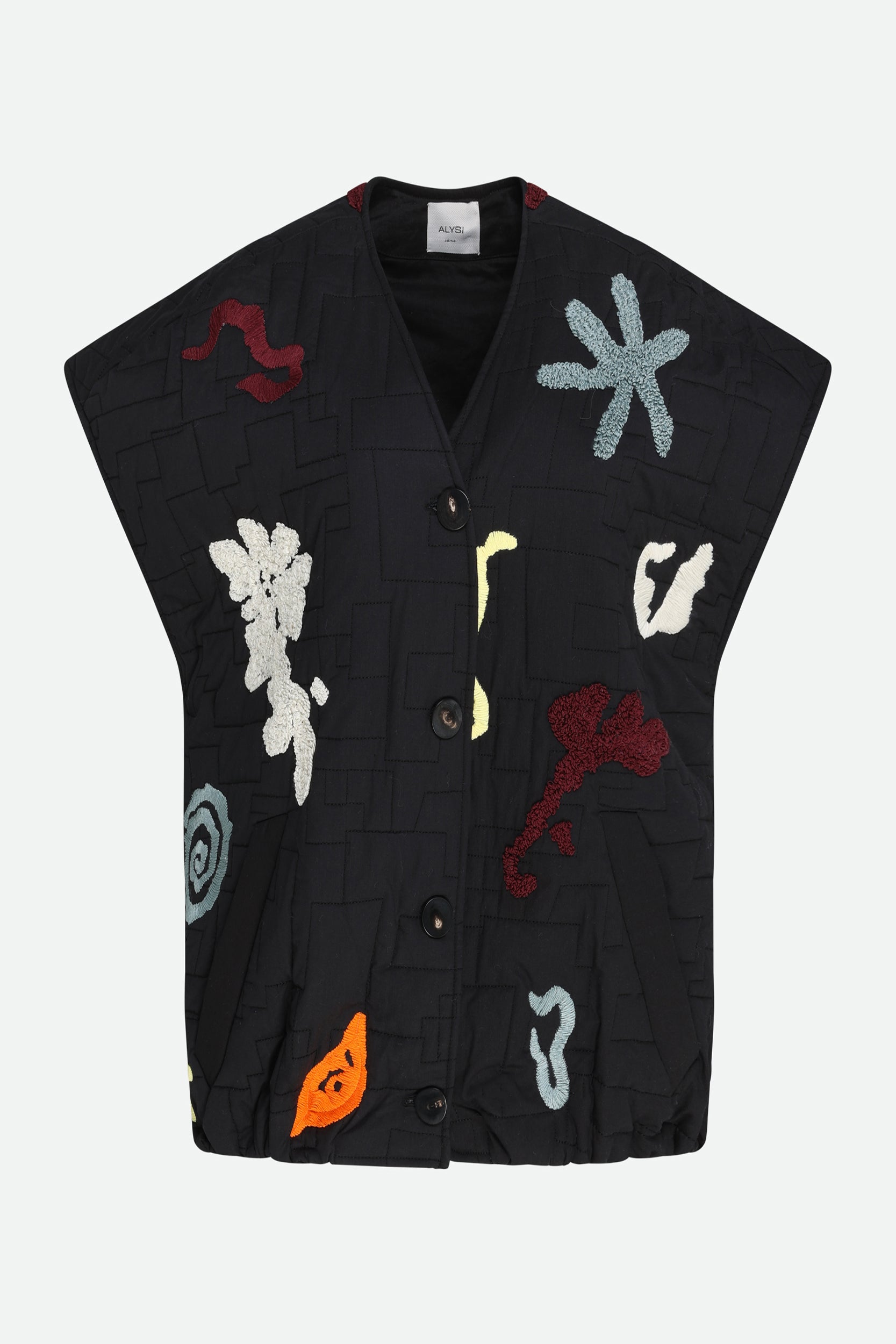 Alysi Schwarze ärmellose Daunenjacke