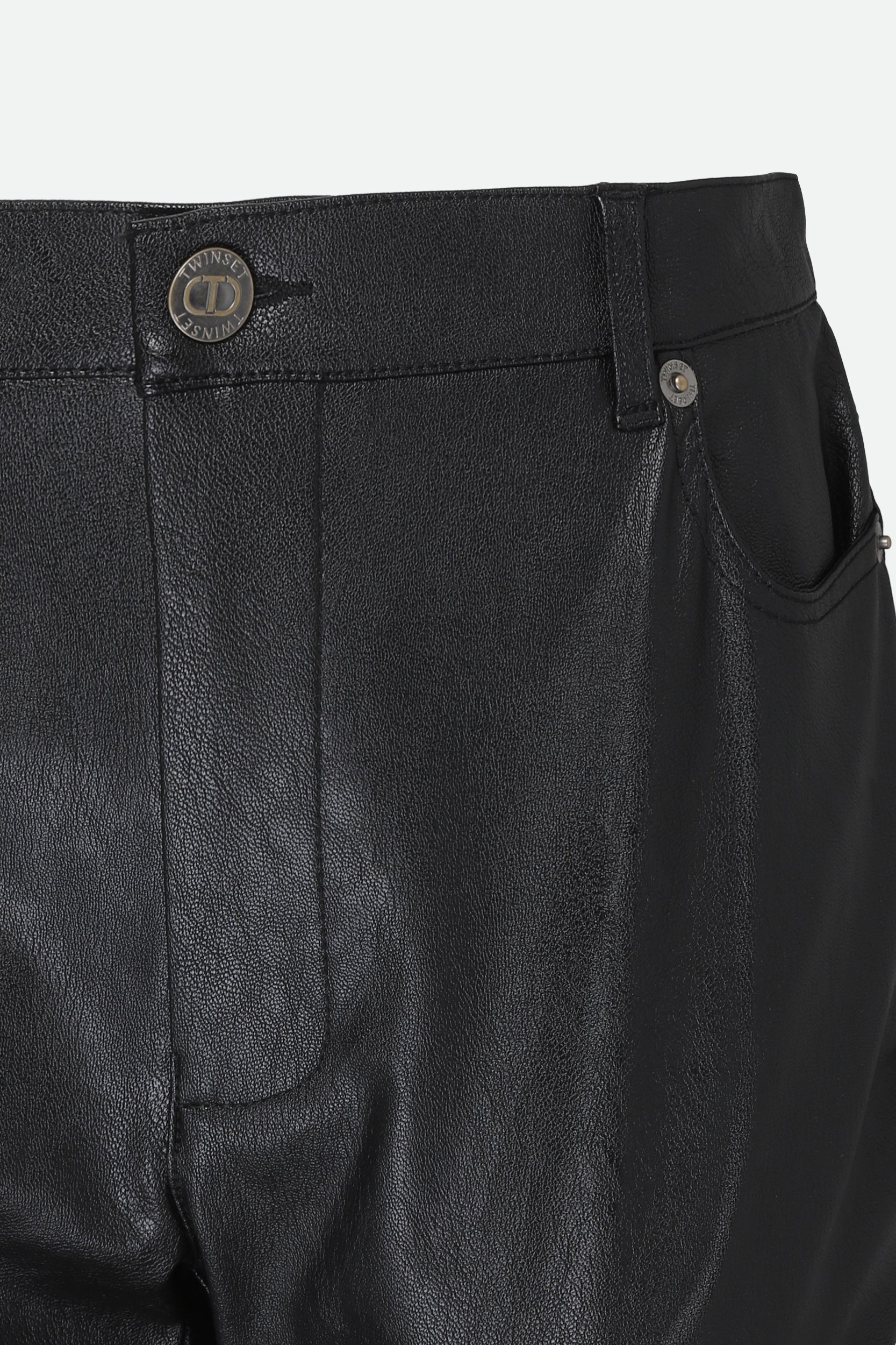 Twinset Lederlook-Hose Schwarz