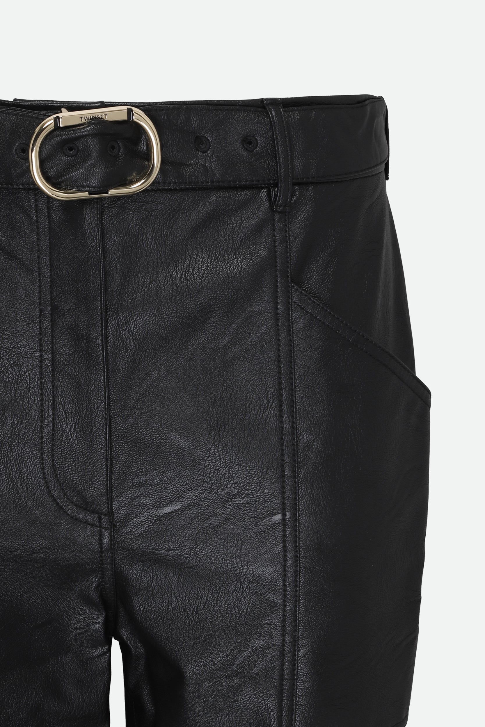Twinset Schwarze Lederlook-Hosen