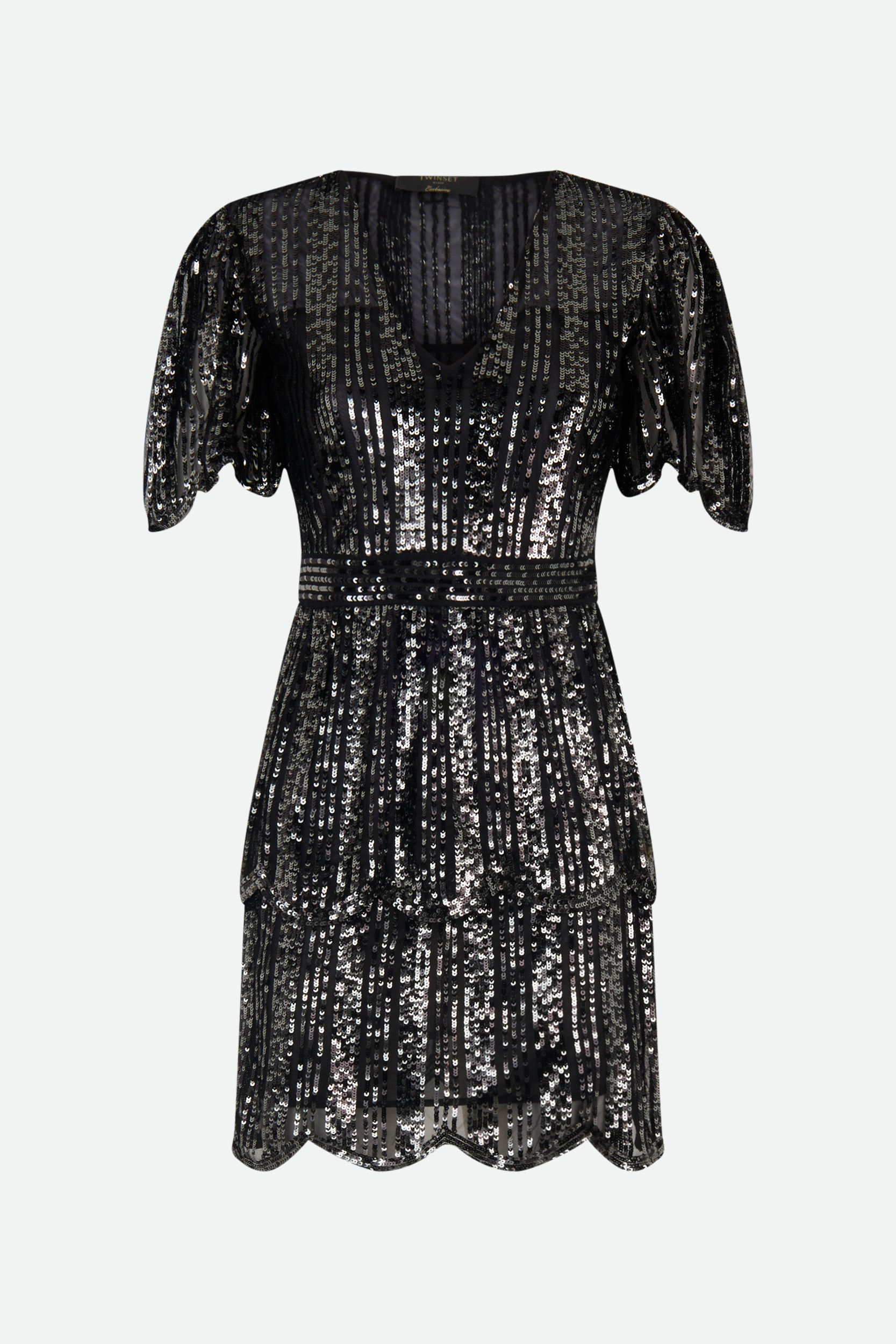 Kurzes, schwarzes, Schwarz Kleid Twinset