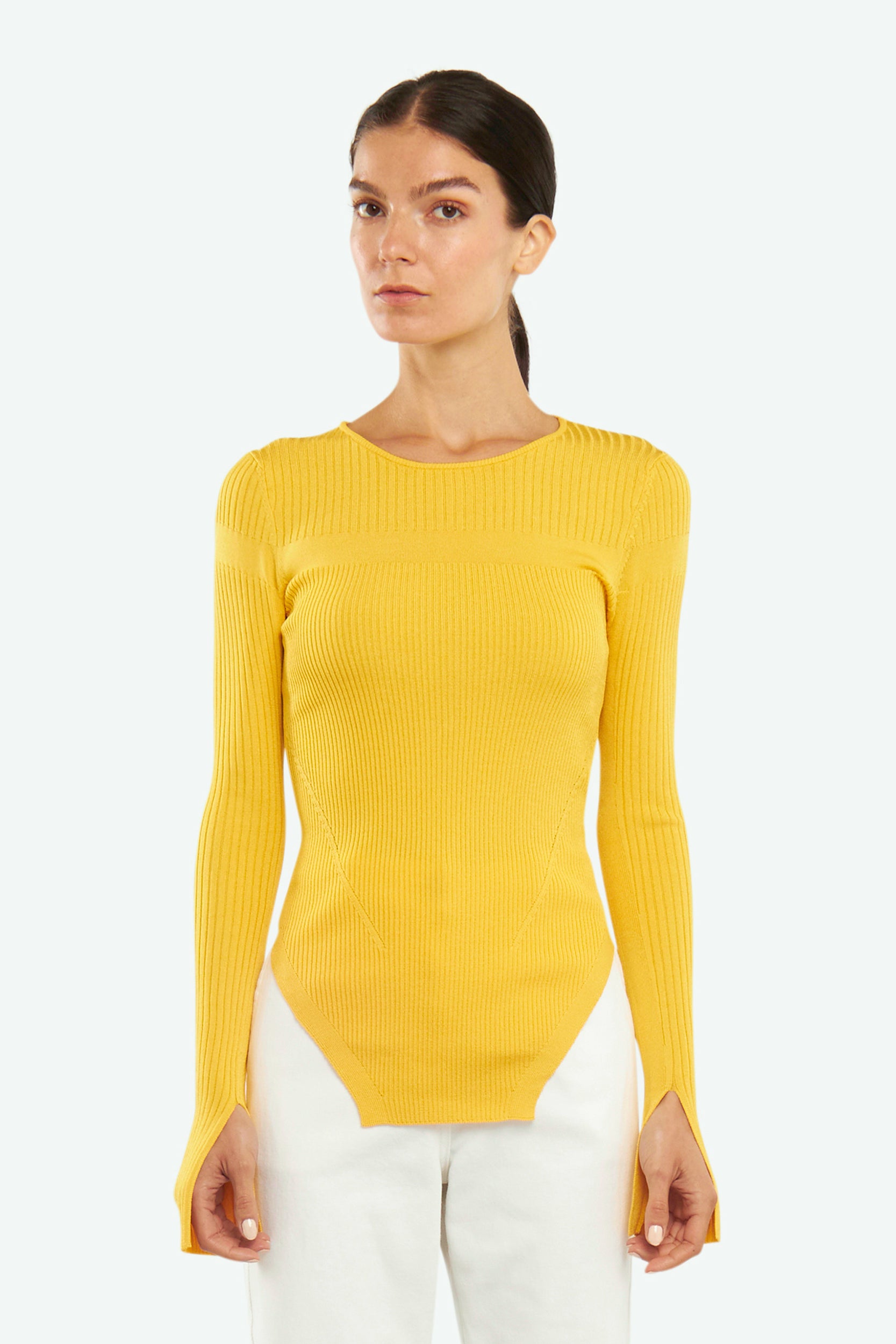 Gelbe gerippter Pullover Patrizia Pepe