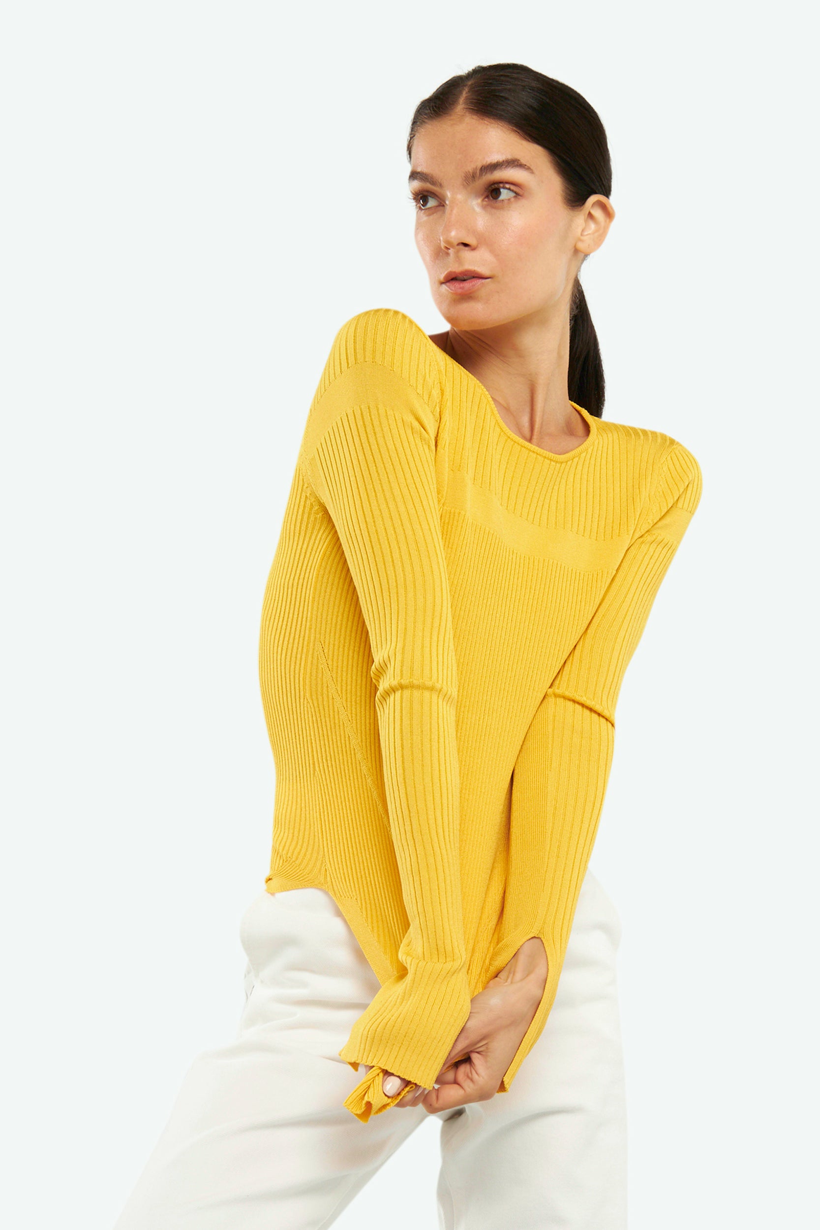 Gelbe gerippter Pullover Patrizia Pepe