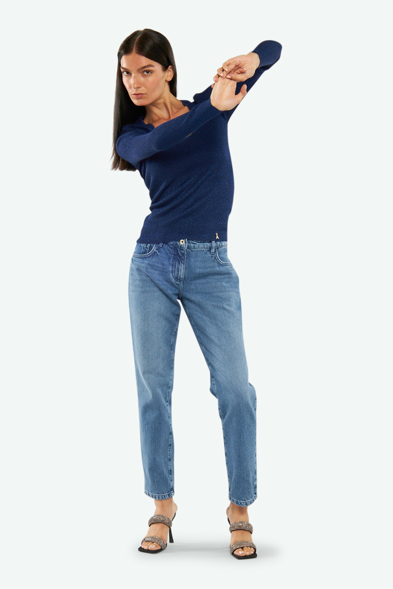 Patrizia Pepe Navy Lurex-Pullover