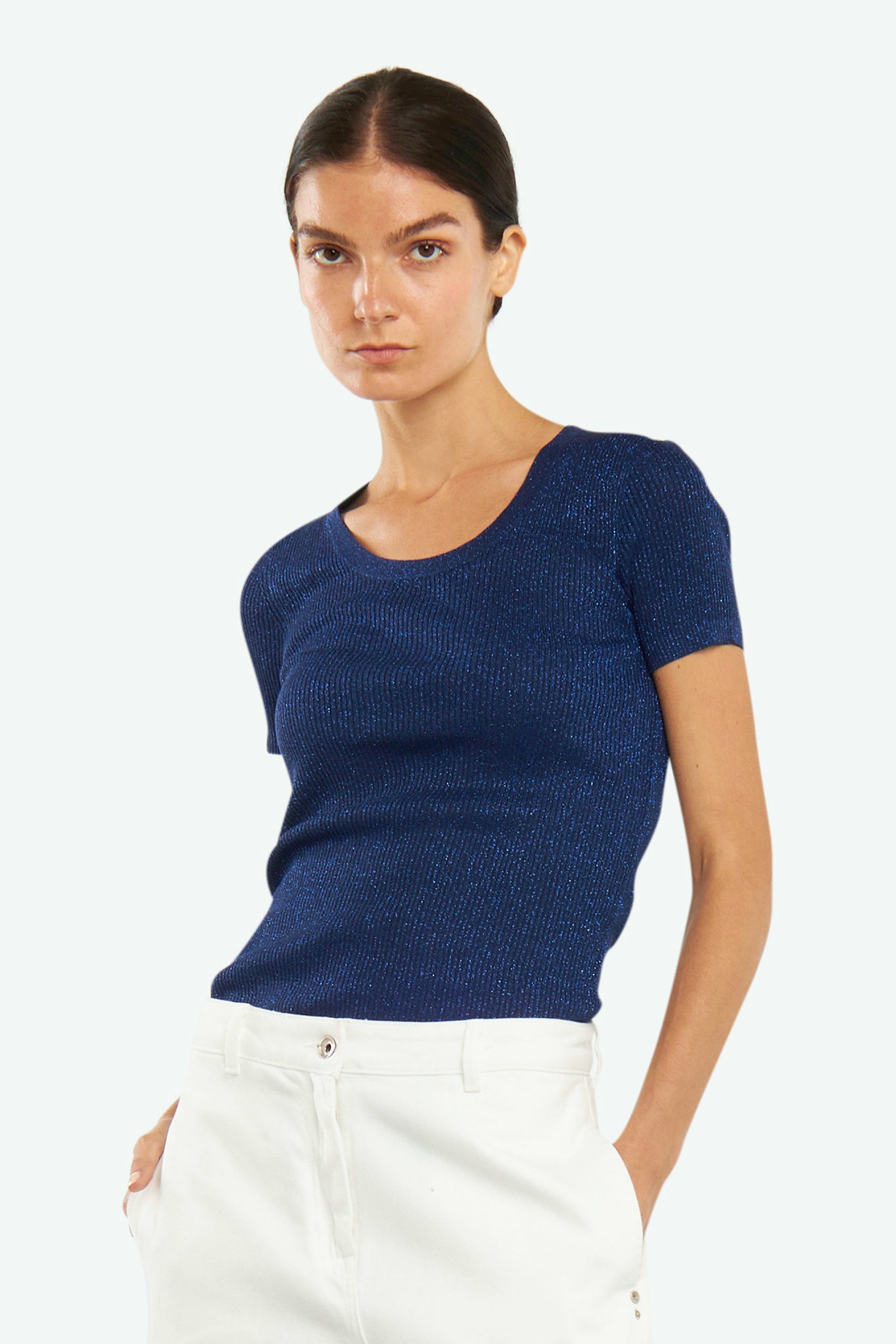 Patrizia Pepe Navy Lurex-Pullover
