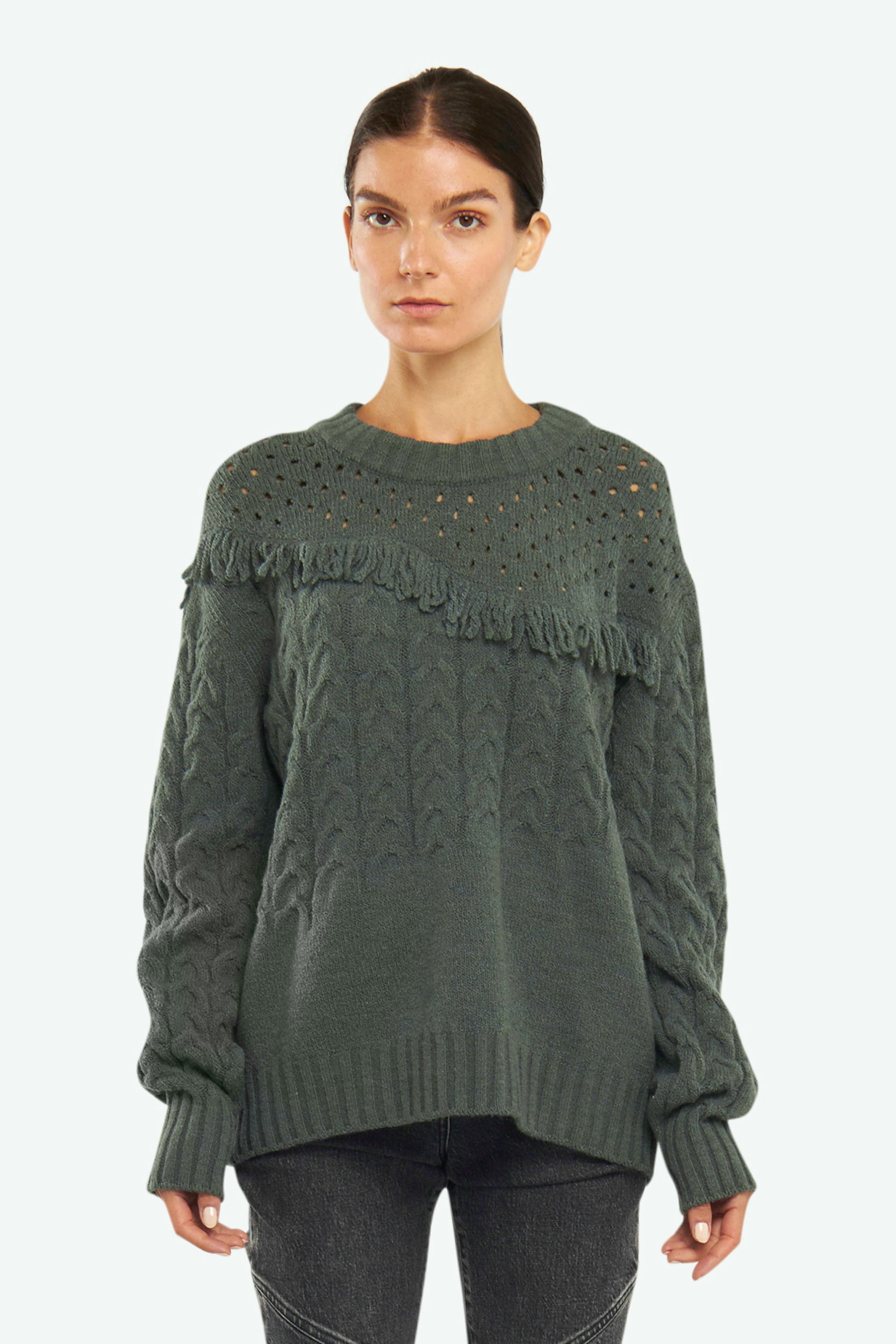Patrizia Pepe Pullover mit Grüne Fransen