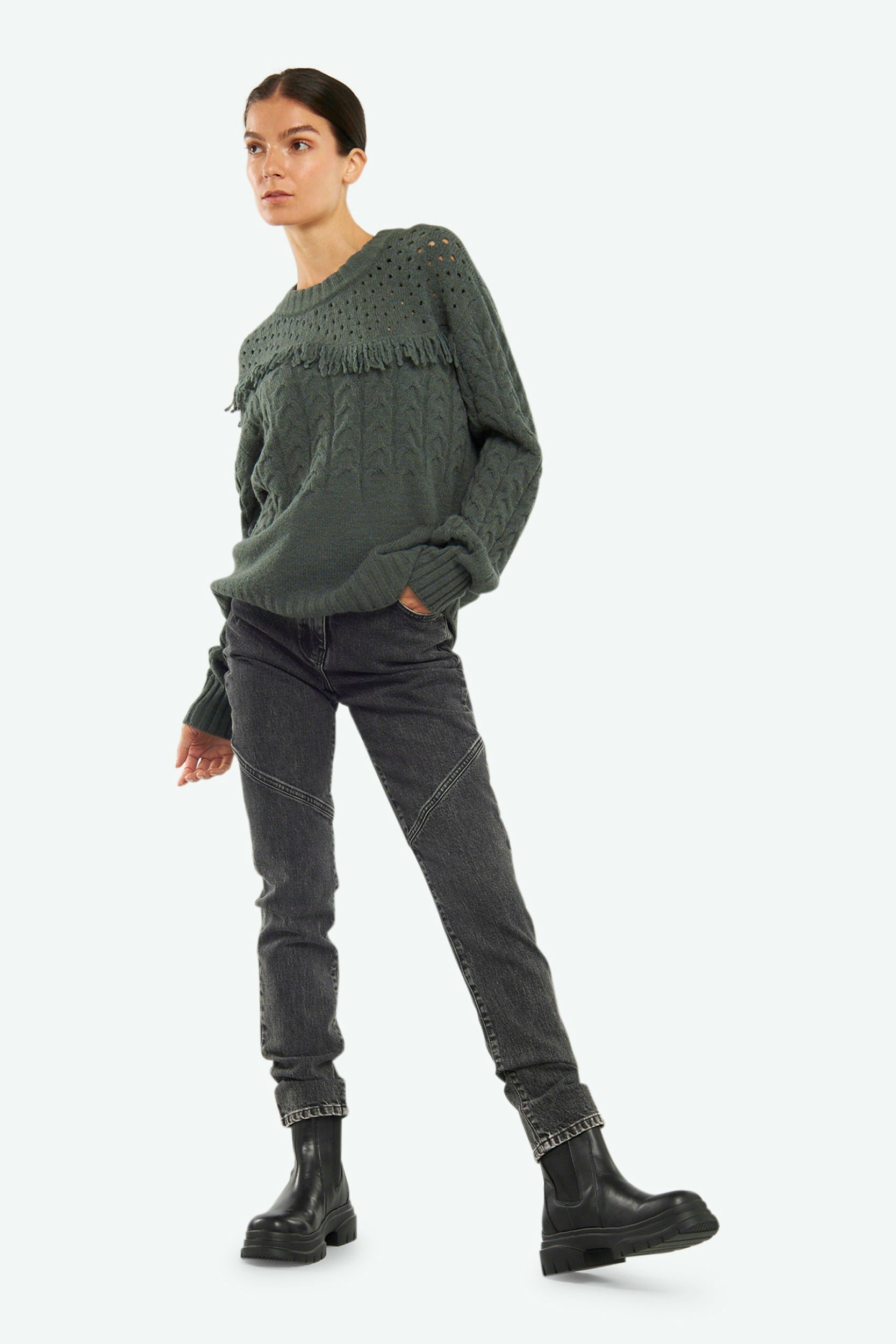 Patrizia Pepe Pullover mit Grüne Fransen