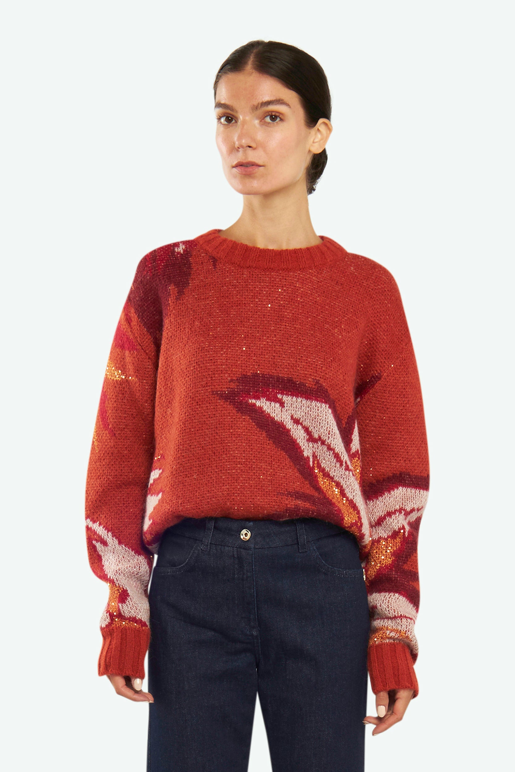 Orange Jacquard-Pullover Patrizia Pepe