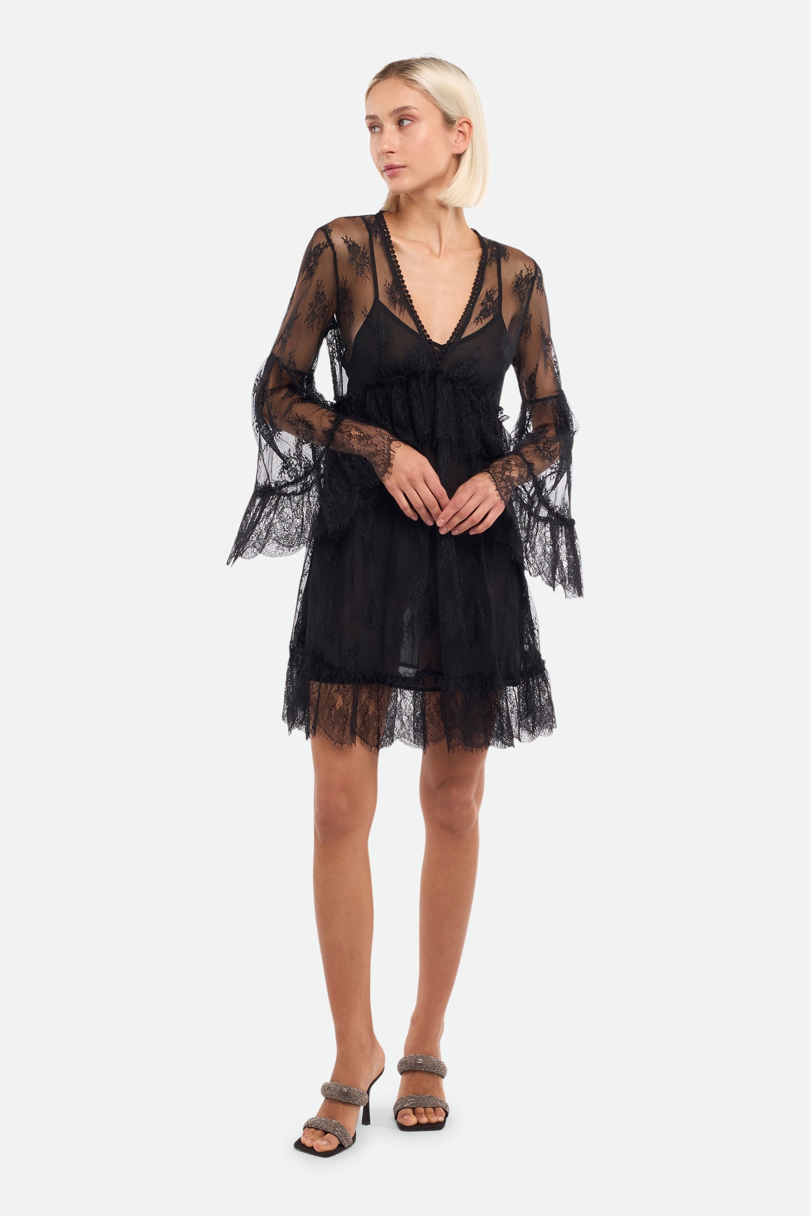 Pinko Schwarz Spitzenkleid