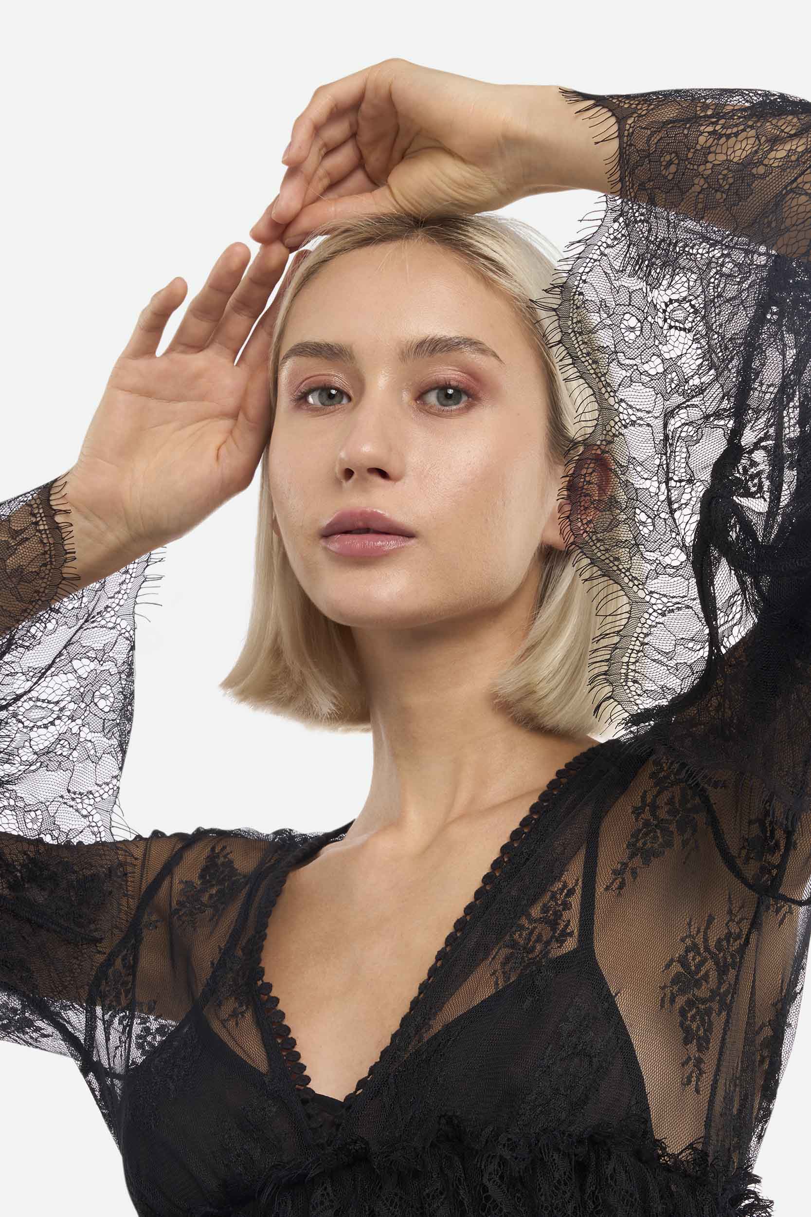 Pinko Schwarz Spitzenkleid