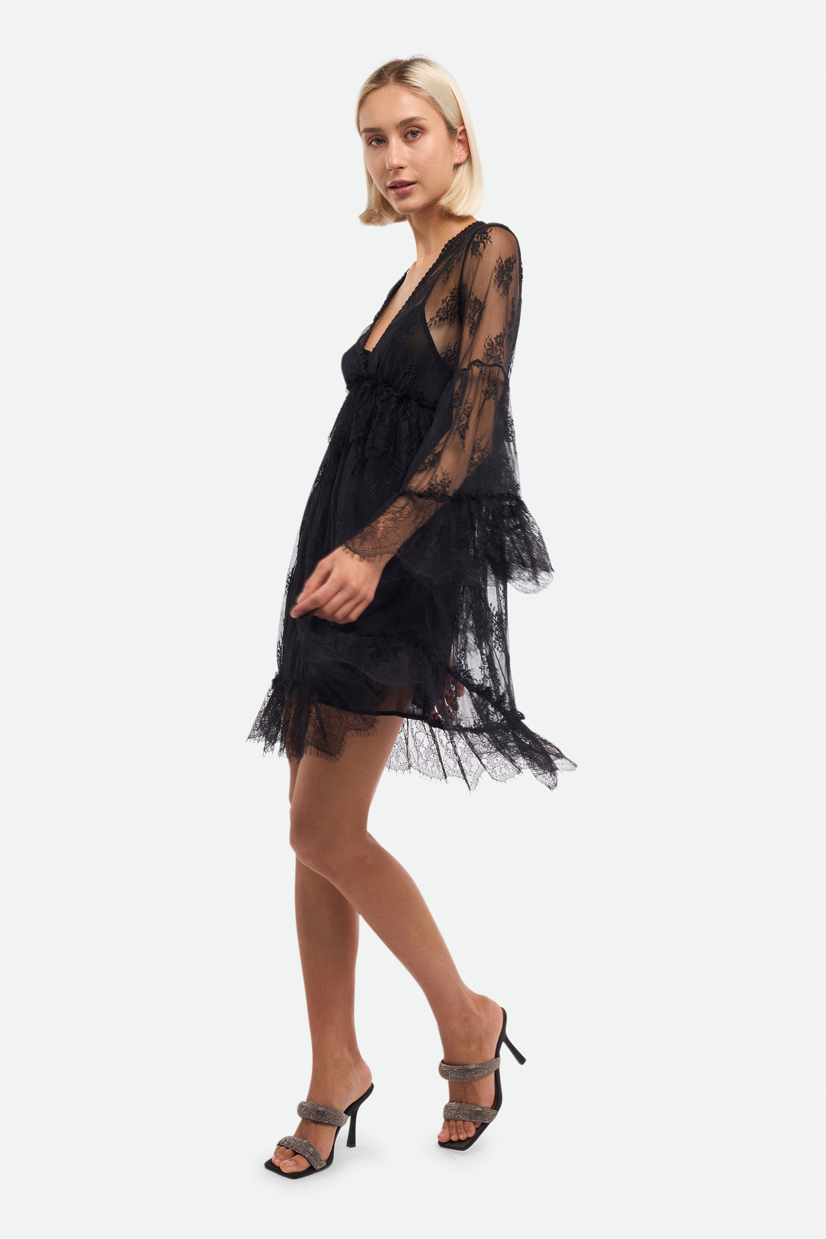 Pinko Schwarz Spitzenkleid