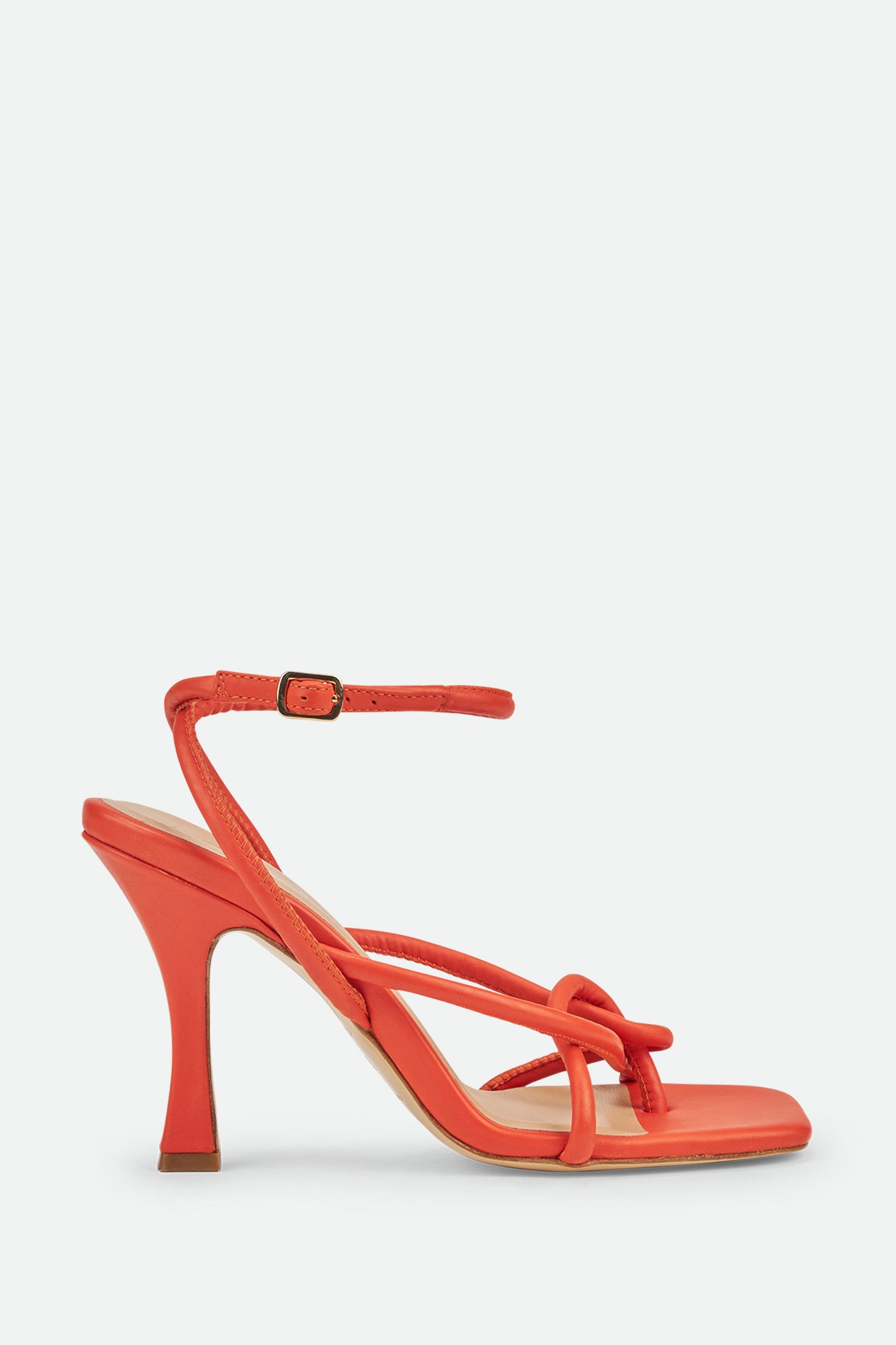 Pinko Orangefarbene Ledersandale