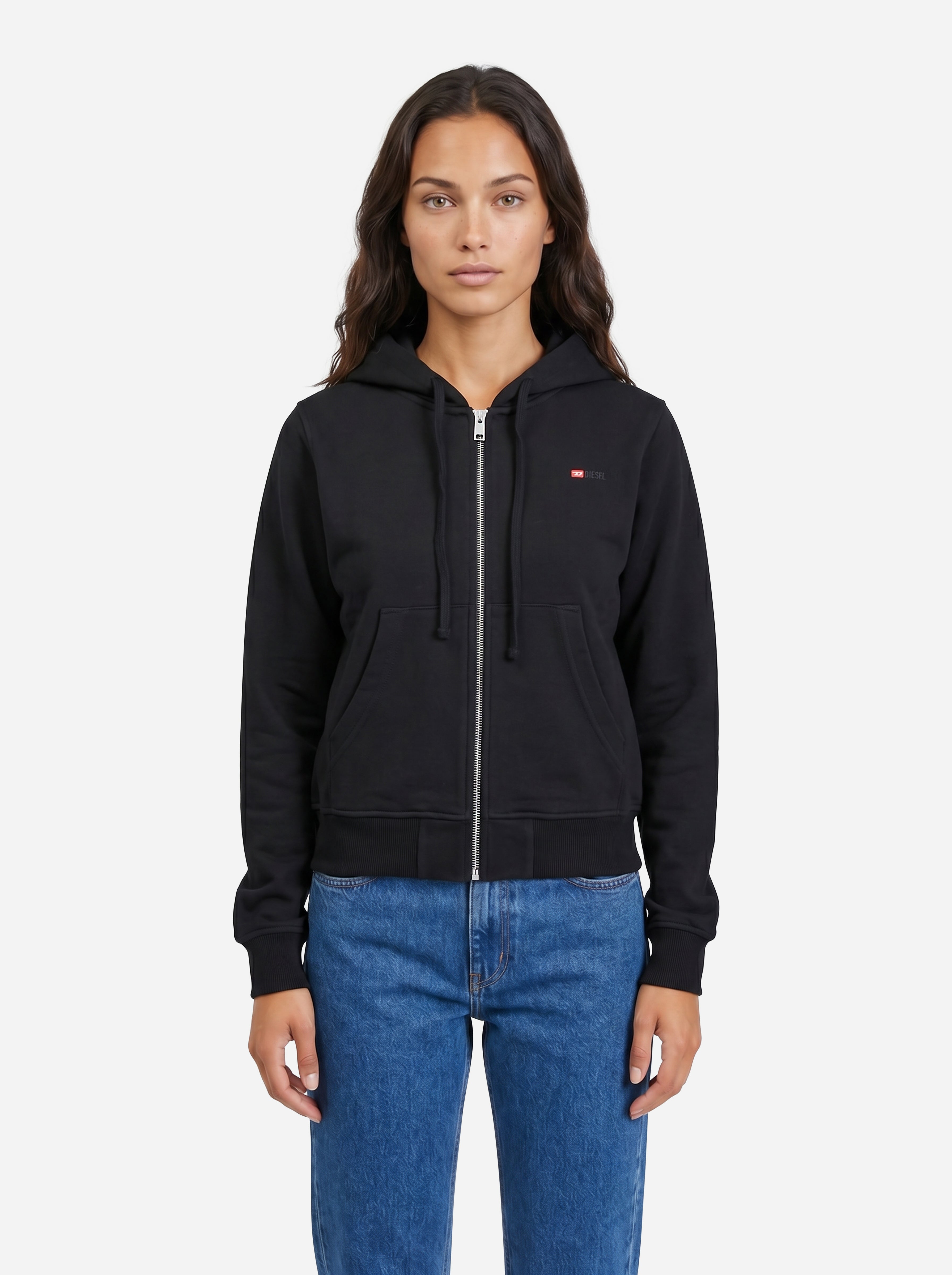 Diesel Felpa con Zip Nera Logata