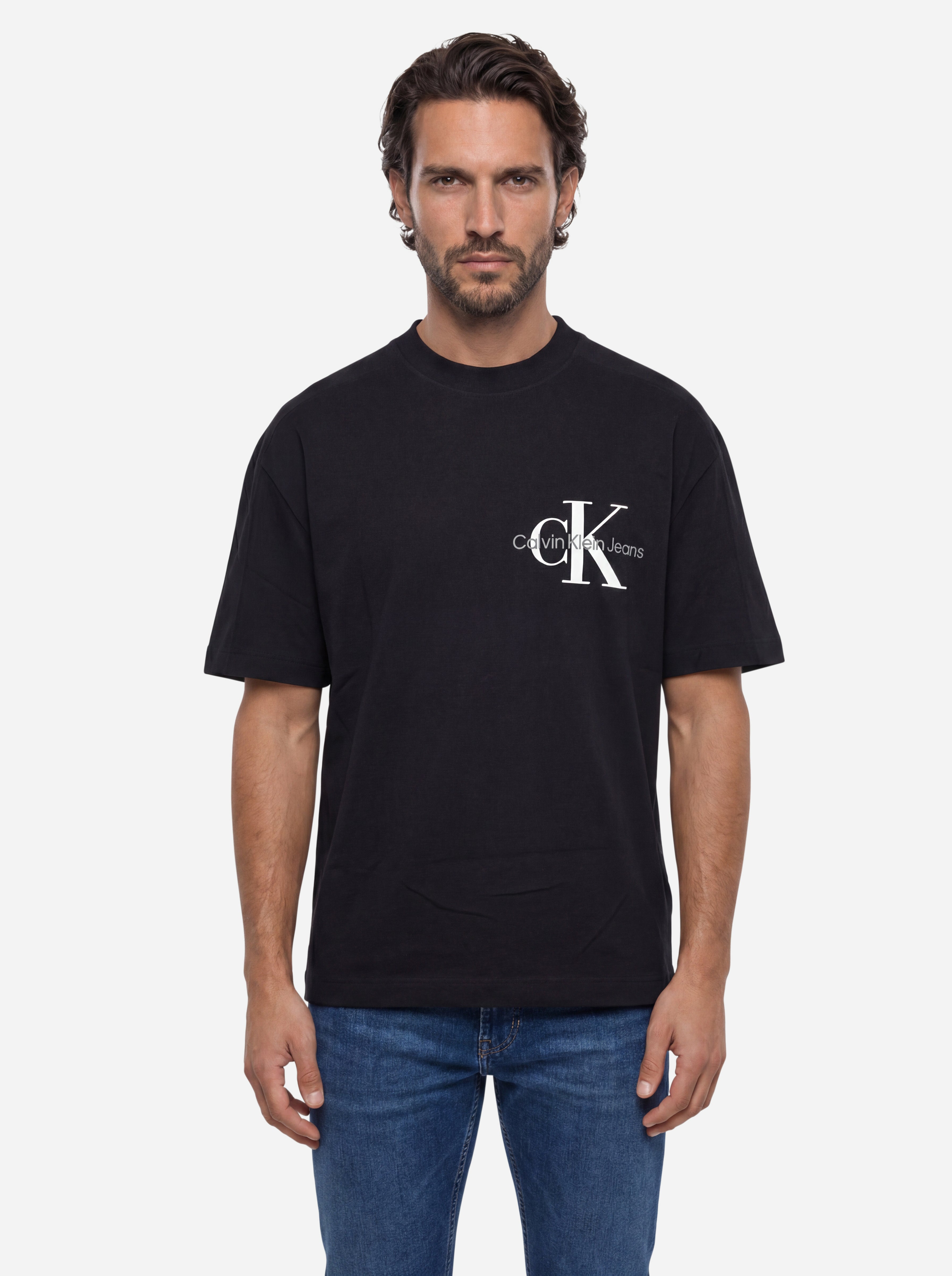 Calvin Klein Jeans Tshirt Nera con Logo a Contrasto