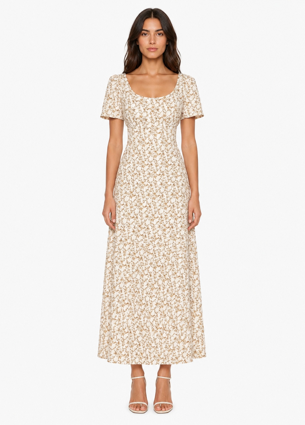 GLAMOURÖSES langes Weiße Kleid mit Blumenmuster