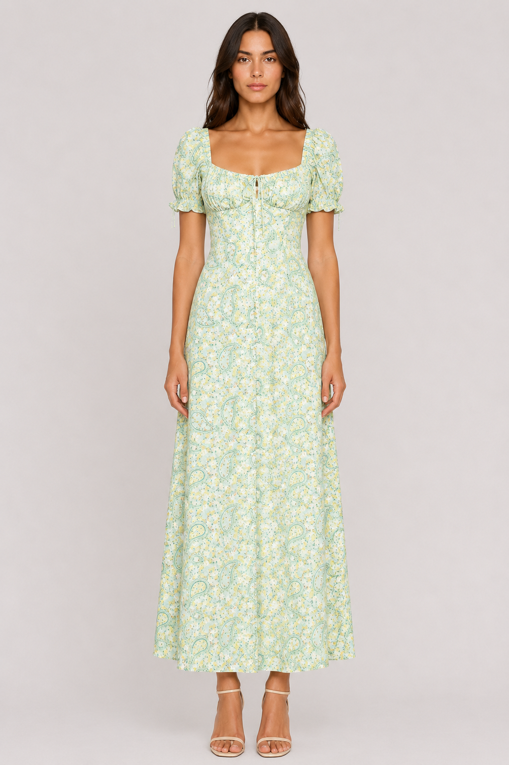 GLAMOURÖSES langes Grüne Paisley-Kleid