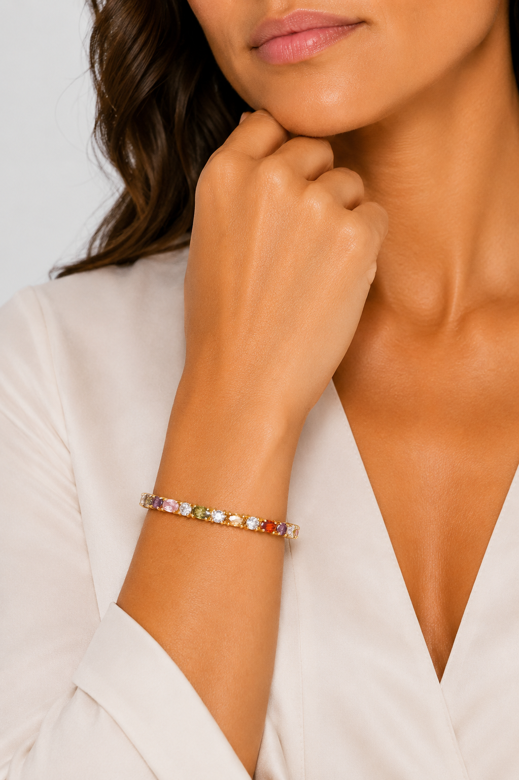 Melusina Bijoux Armband in Gold mit bunten Zirkonen
