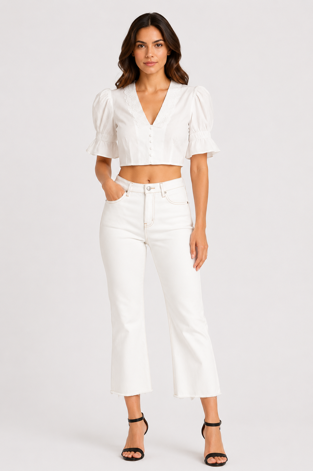 GLAMOROUS Camisole-Oberteil mit V-Ausschnitt Weiße