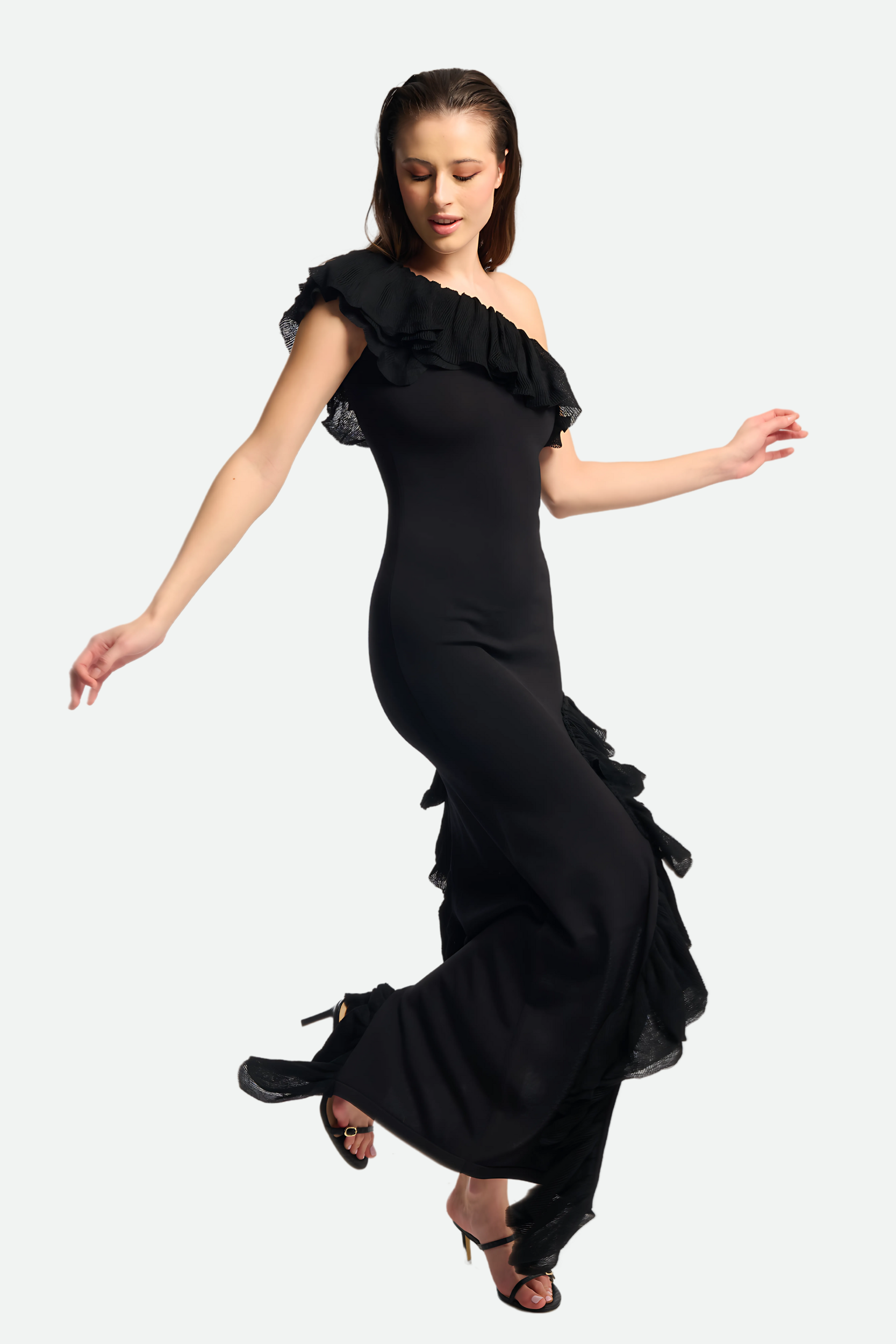 Circus Hotel einschultriges Kleid Schwarz