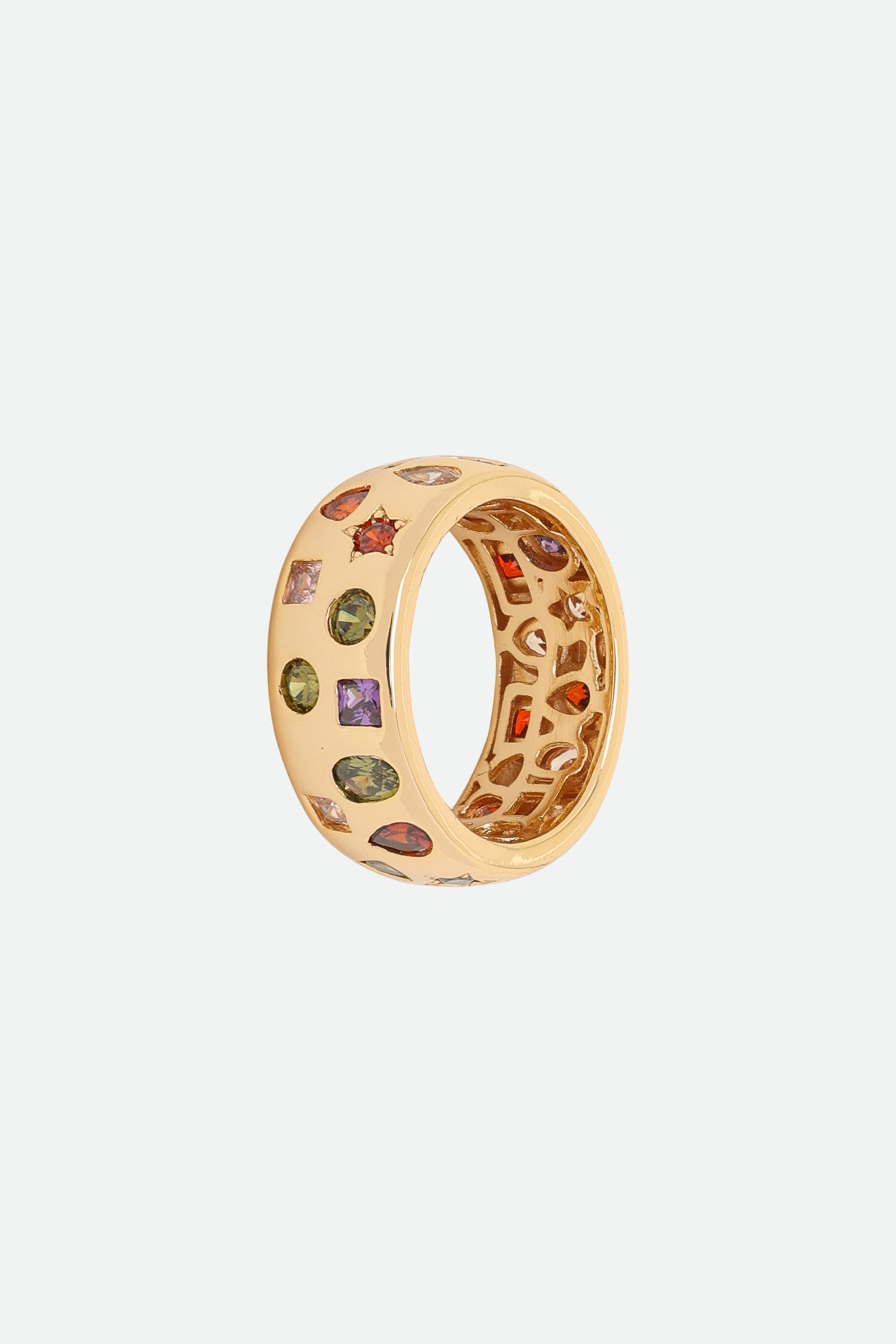 Melusina Bijoux Ring mit bunten Zirkonia in Gold