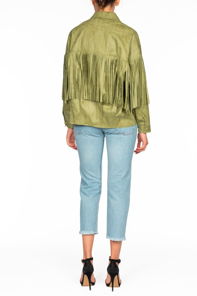 OOF WEAR Grüne Jacke mit Fransen
