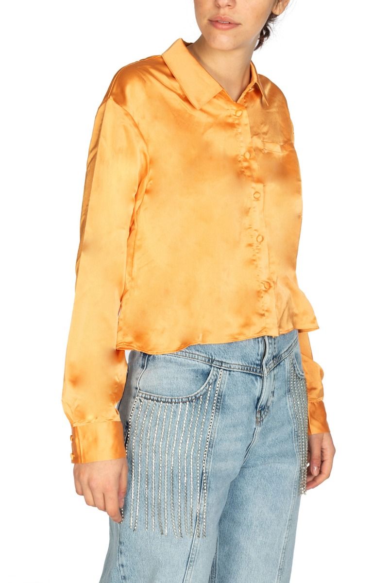 GLAMOURÖSES orangefarbenes Satinhemd