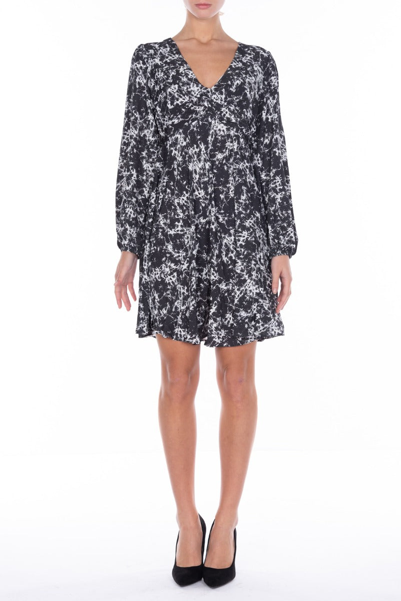 GLAMOURÖSES kurzes Weiße - Schwarz Kleid mit glitzerndem Print