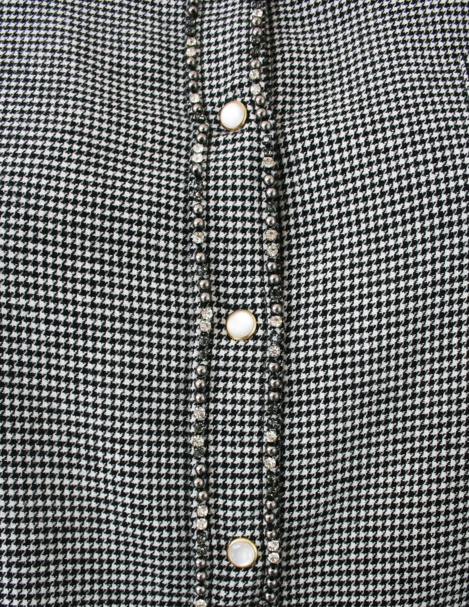 MY TWIN TWINSET Weiße - Schwarz kariertes Kleid mit Kordelzug