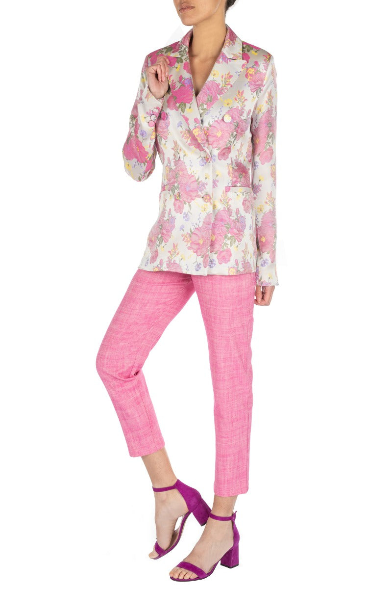 GIULIETTE BROWN Zweireihige Jacke mit Blumendruck