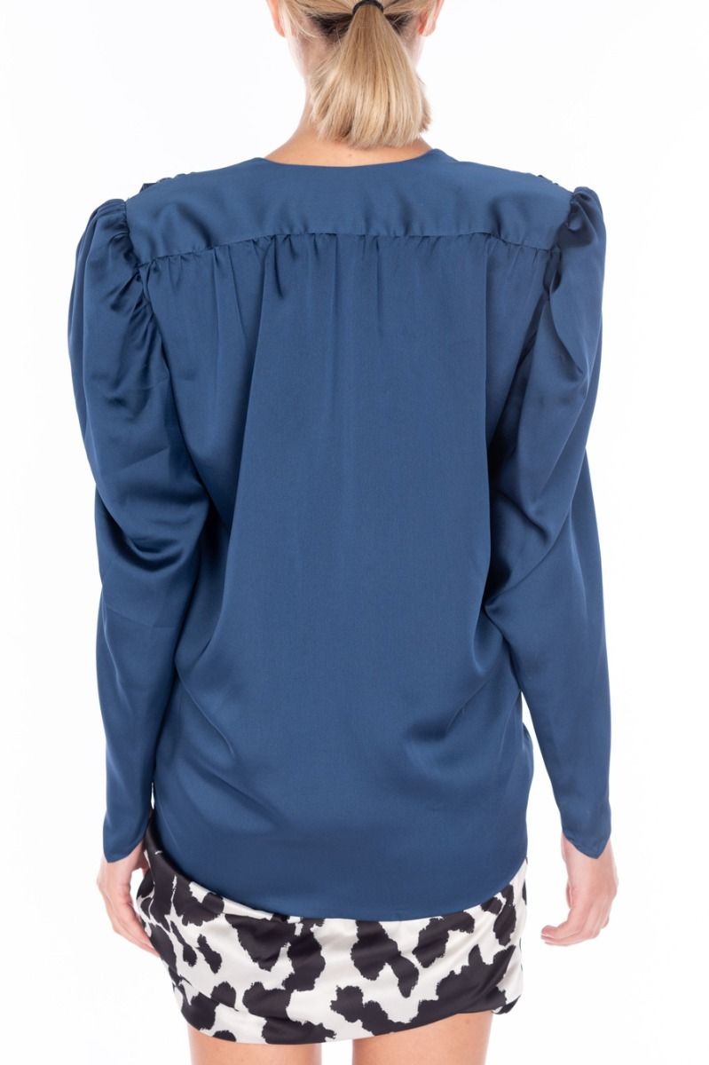 NINEMINUTES Blau gekräuselte Bluse