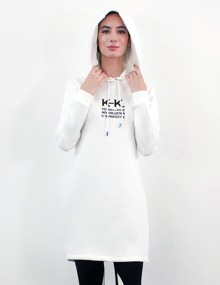 KENDALL AND KYLIE Langes Weiße Sweatshirt mit Seitenschlitz