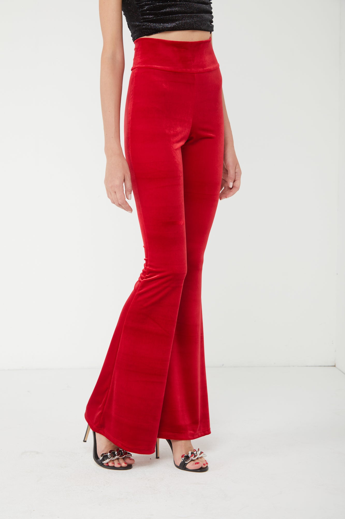 ALESSANDRA GALLO Schlaghose aus Rote Samt