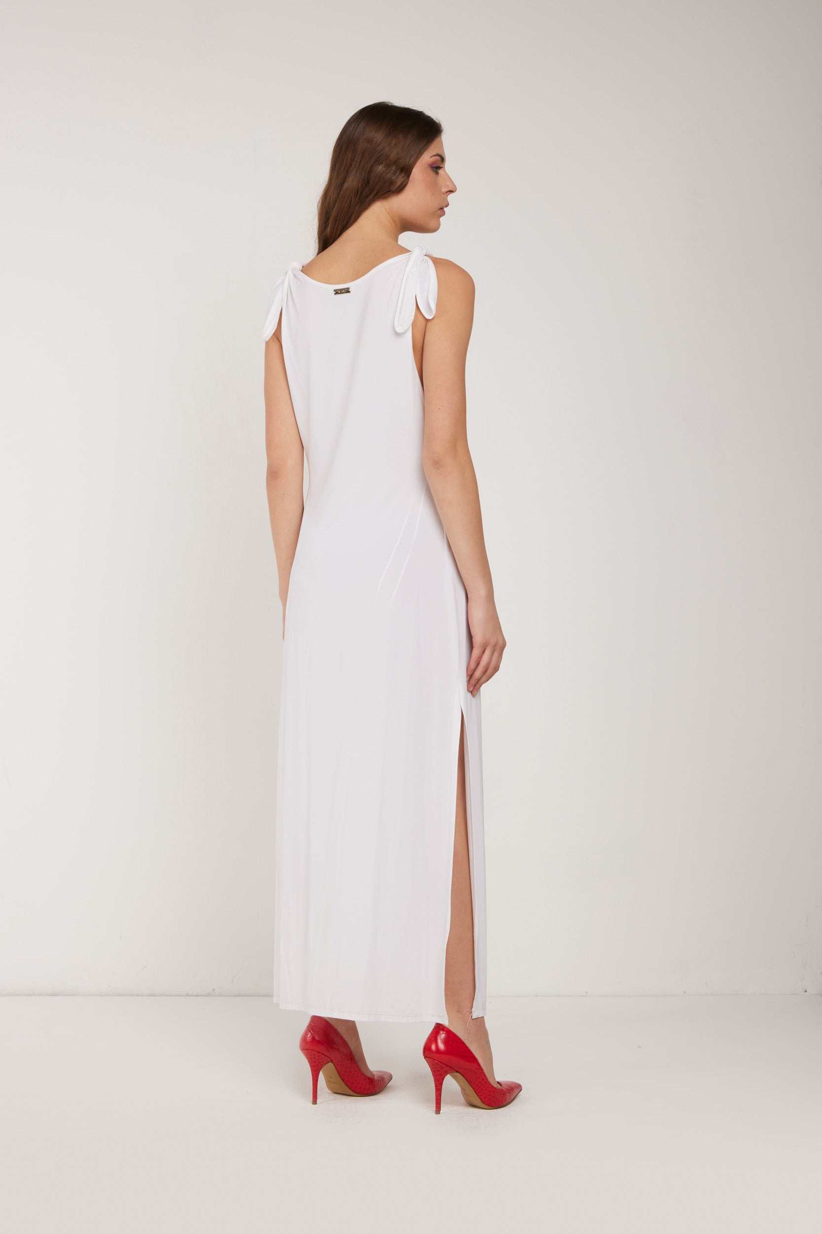 TWINSET Weiße Kleid mit Seitenschlitz