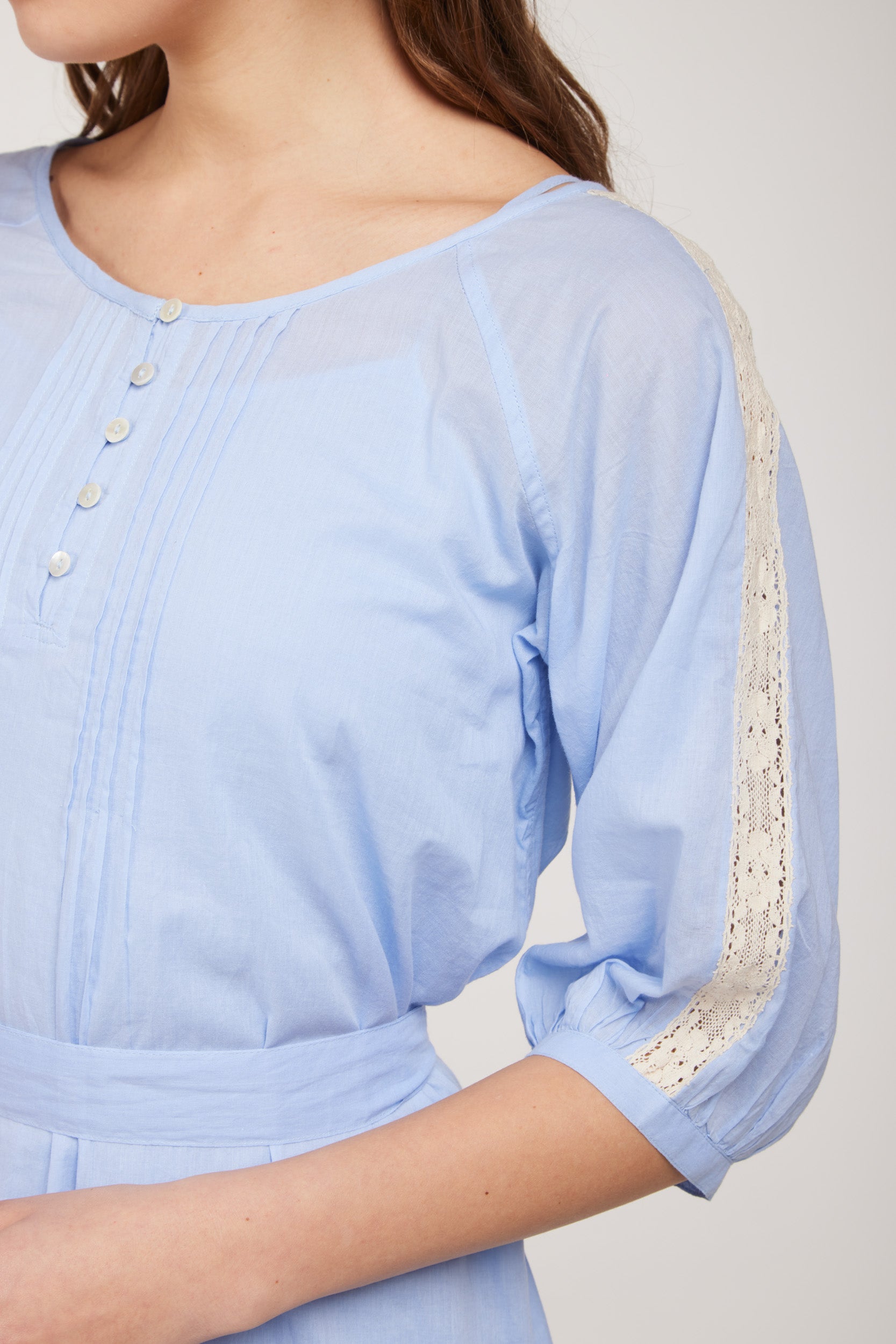 TWINSET Hemdkleid Blau und Spitze