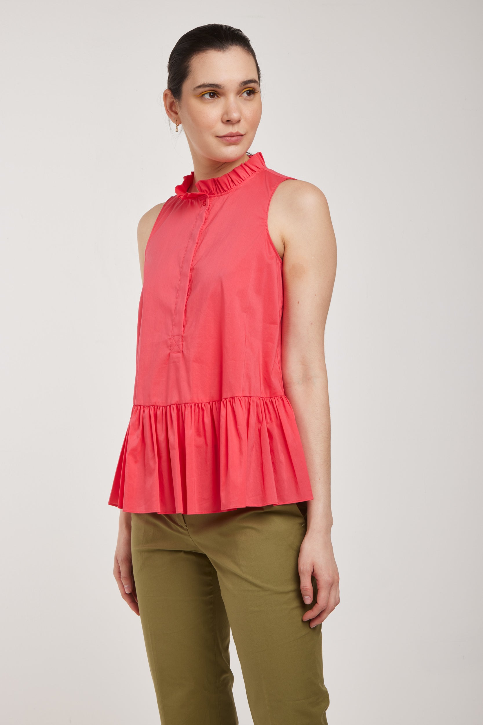 TWINSET Korallenoberteil mit gerafftem Kragen