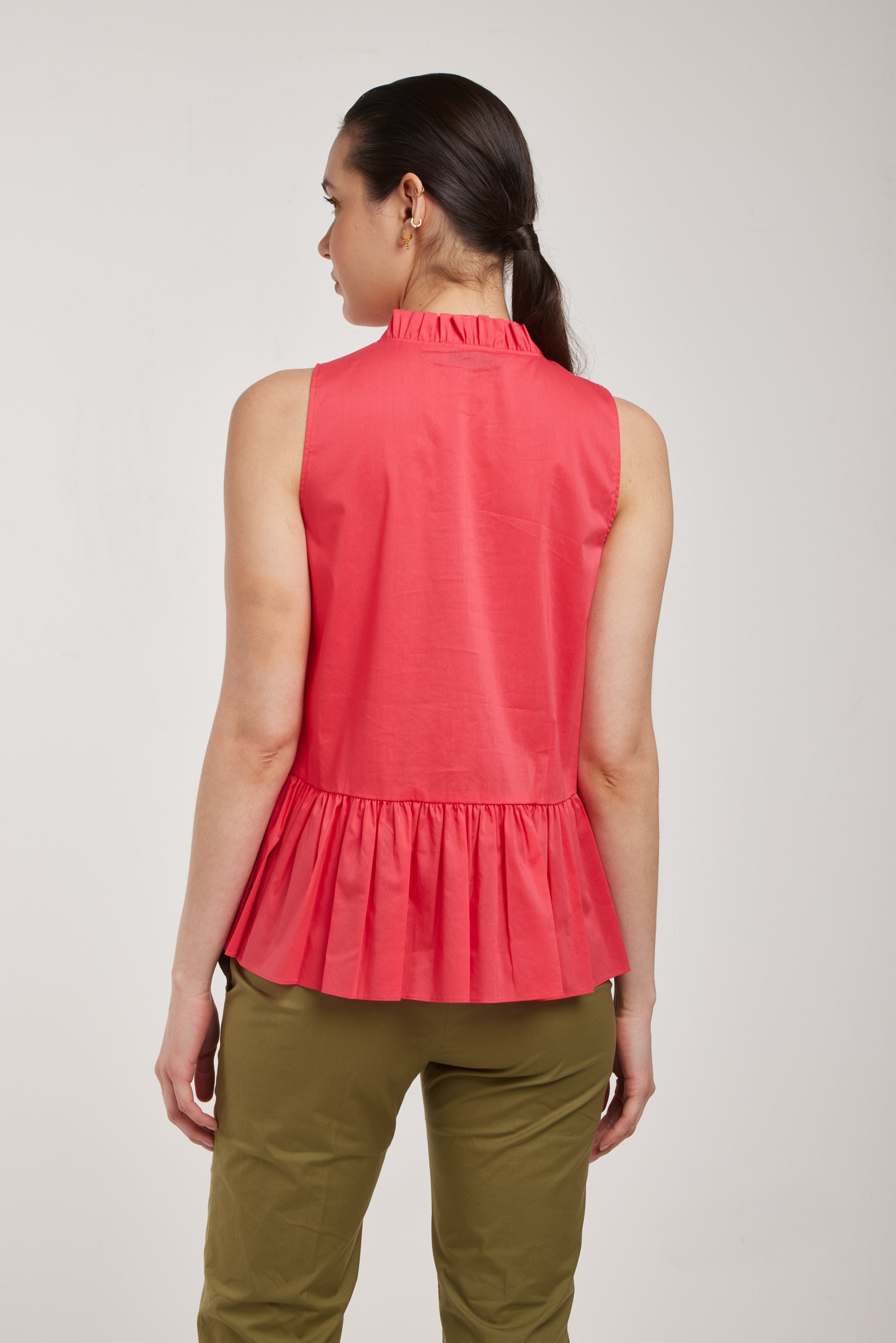 TWINSET Korallenoberteil mit gerafftem Kragen