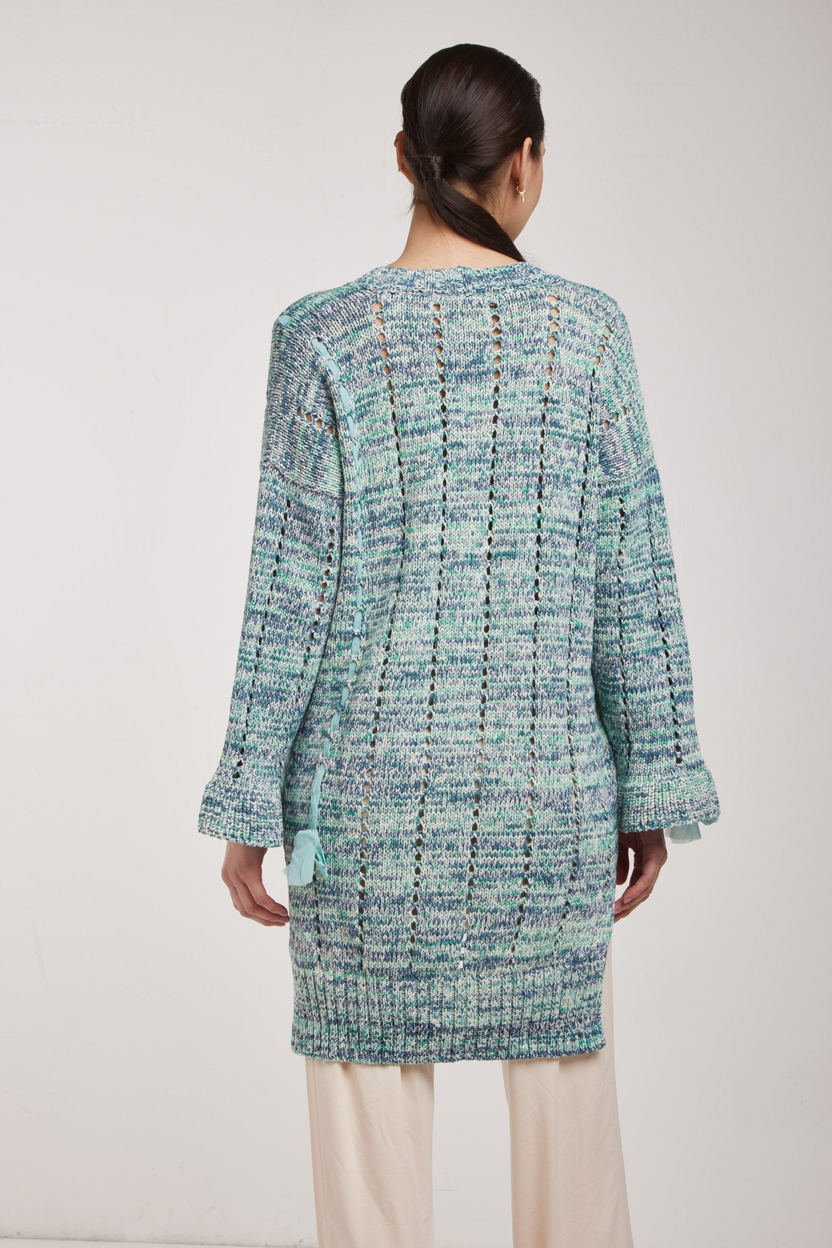 TWINSET Blau bestickter Maxi-Cardigan