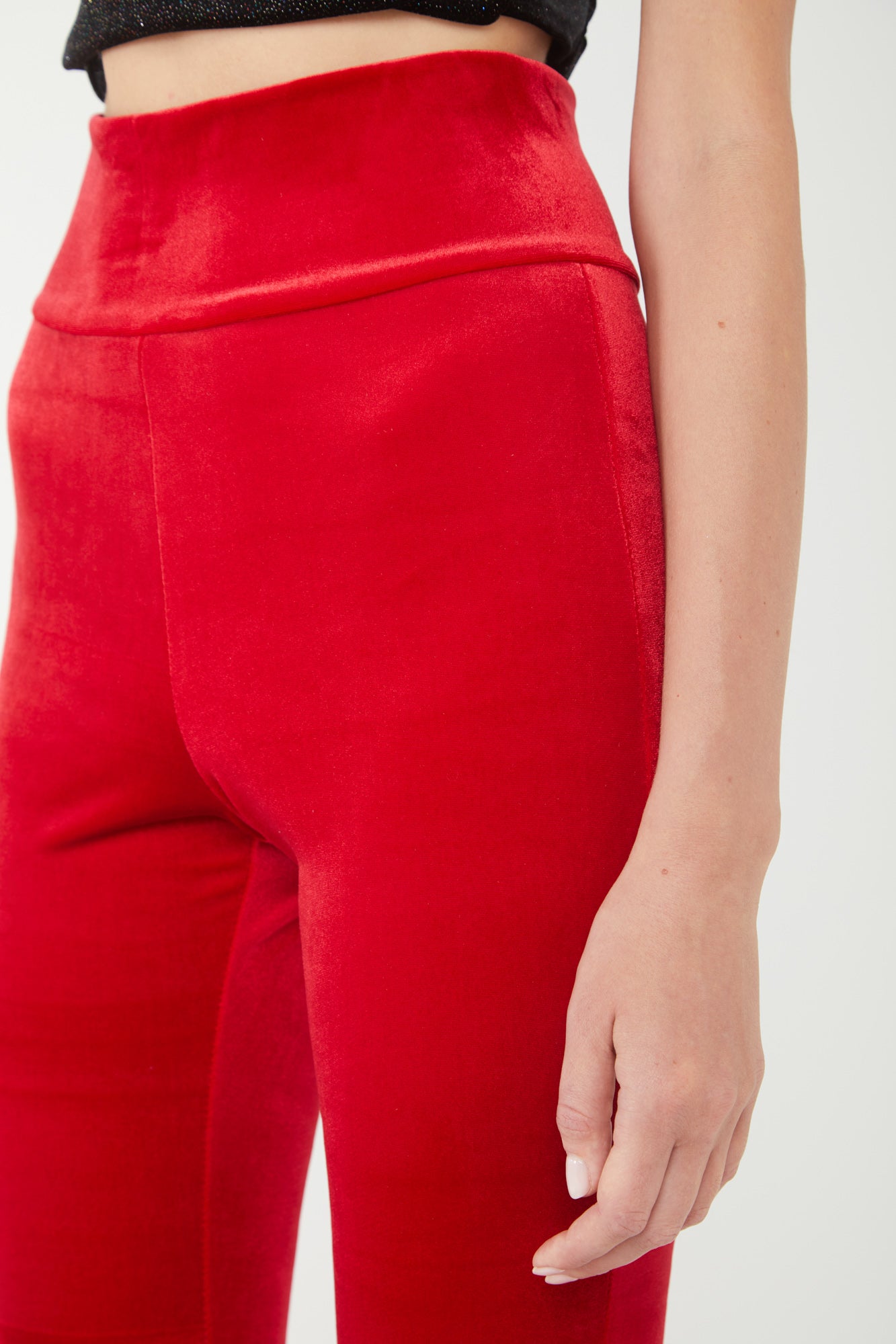 ALESSANDRA GALLO Schlaghose aus Rote Samt