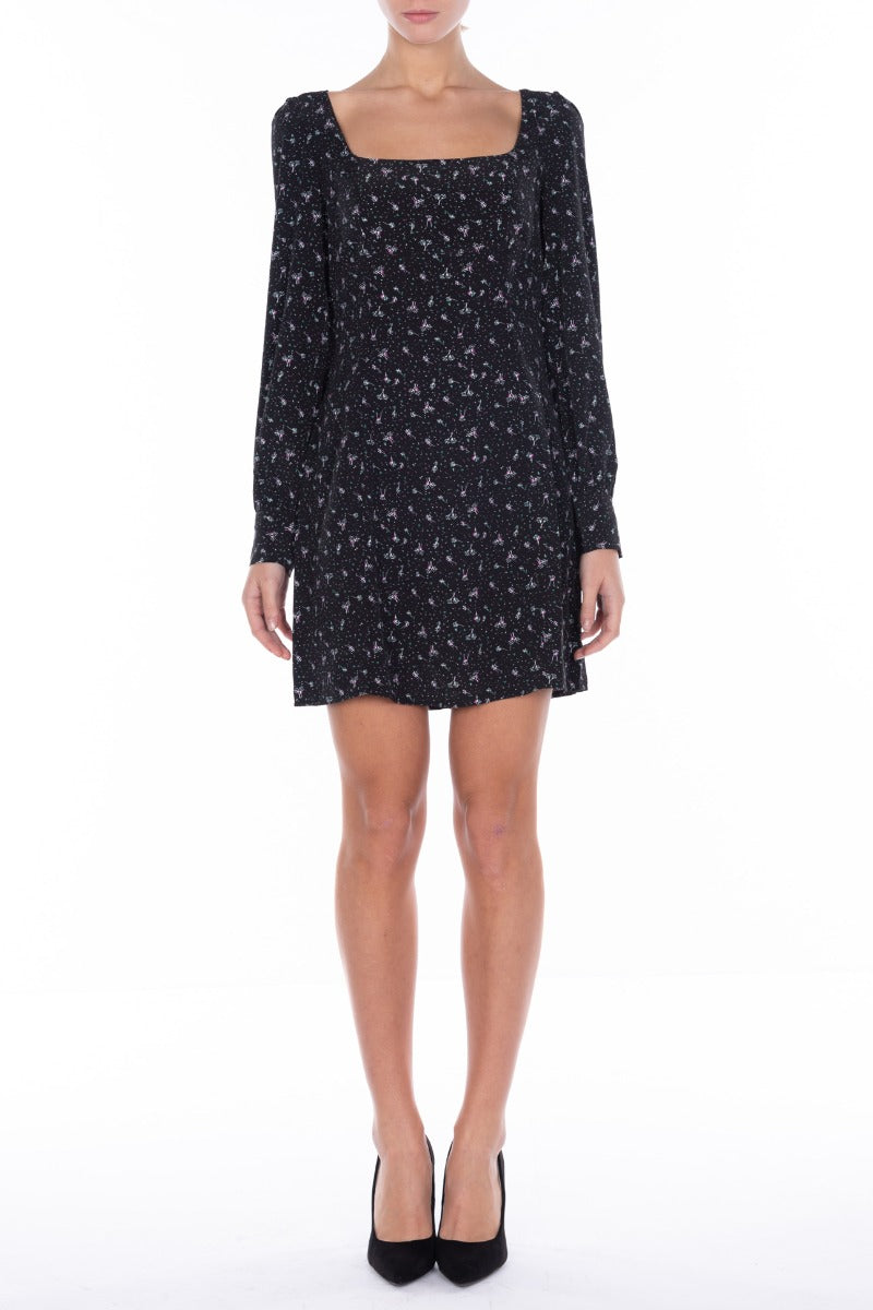 GLAMOURÖSES kurzes schwarzes Kleid Schwarz Blumen